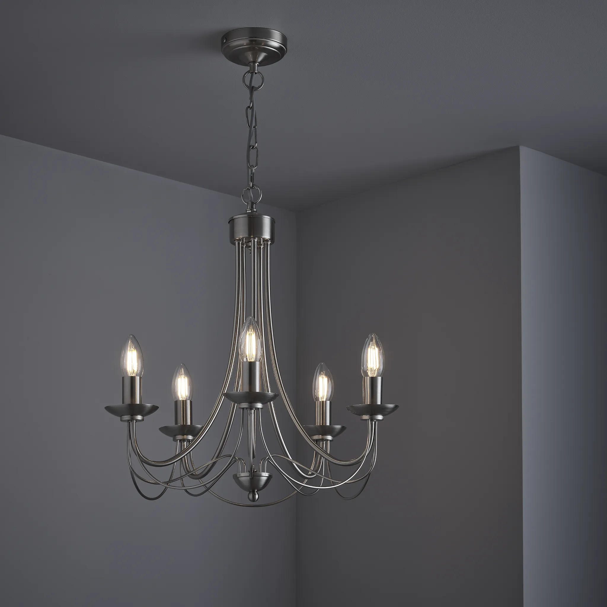 Tilney 5 Light Candle Chandelier Satin Silver