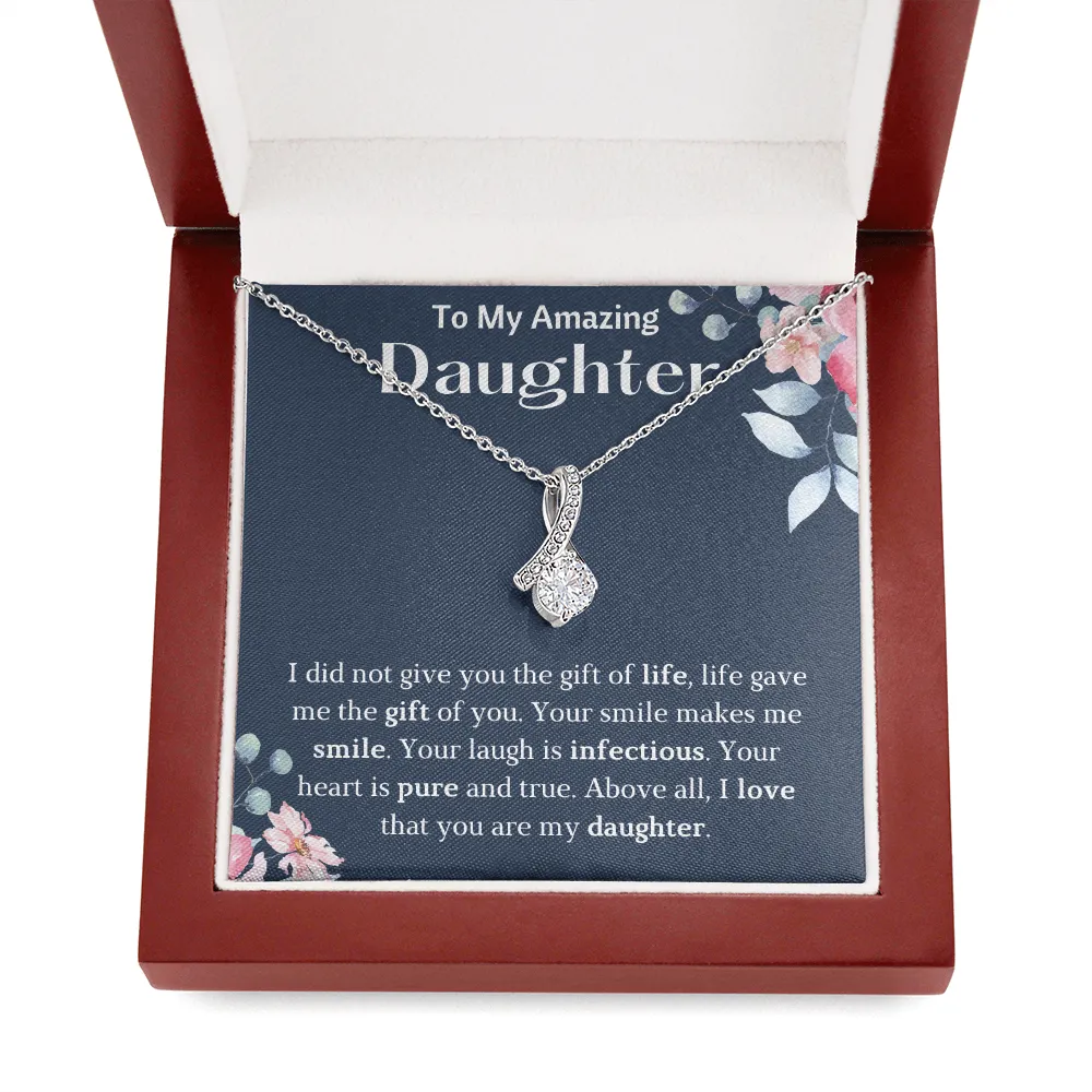 To My Amazing Daughter Petite Ribbon Necklace