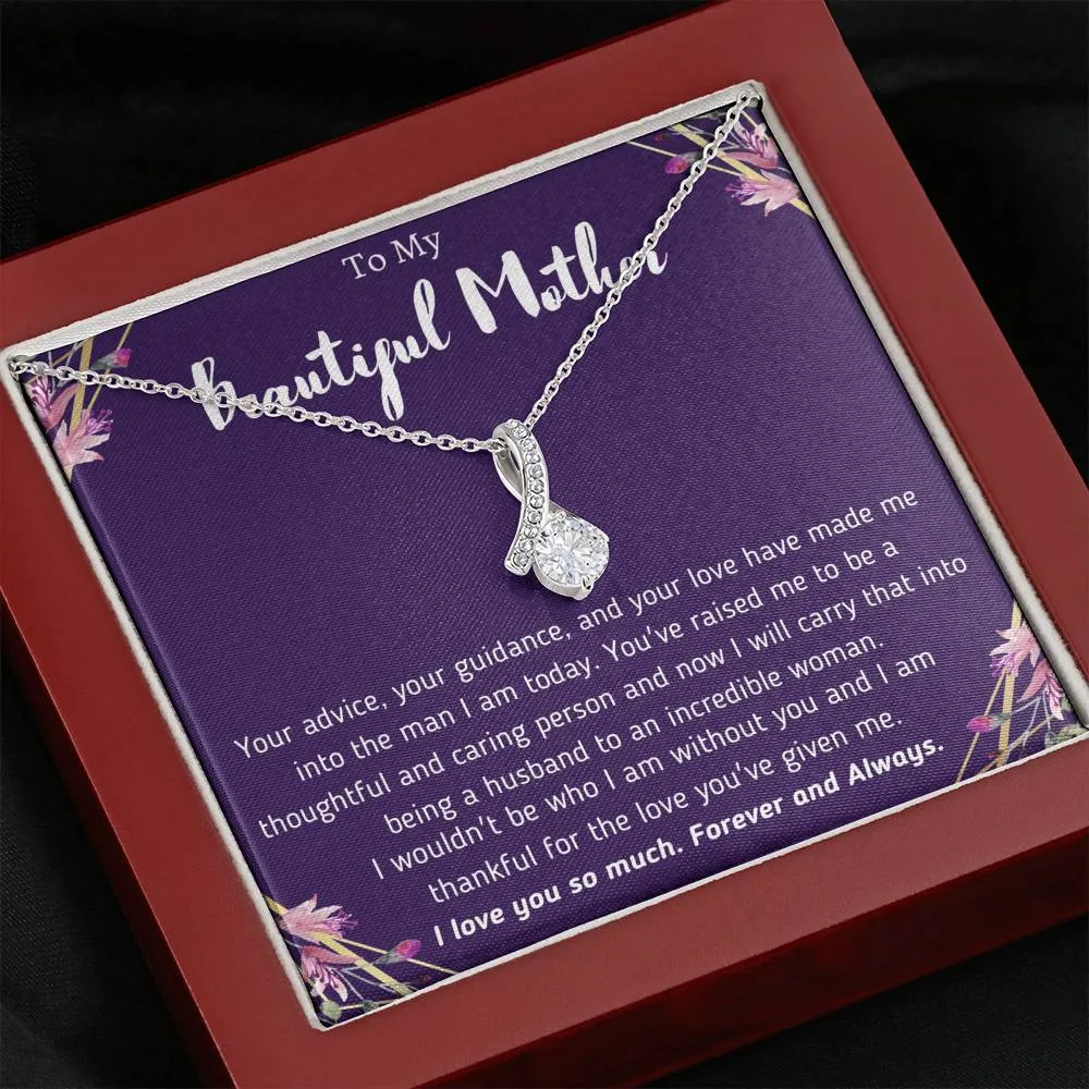 To My Beautiful Mother From Son Ribbon Necklace