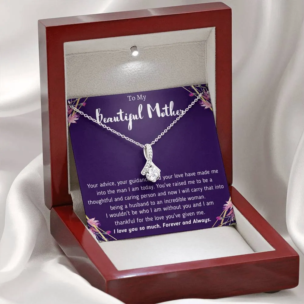To My Beautiful Mother From Son Ribbon Necklace