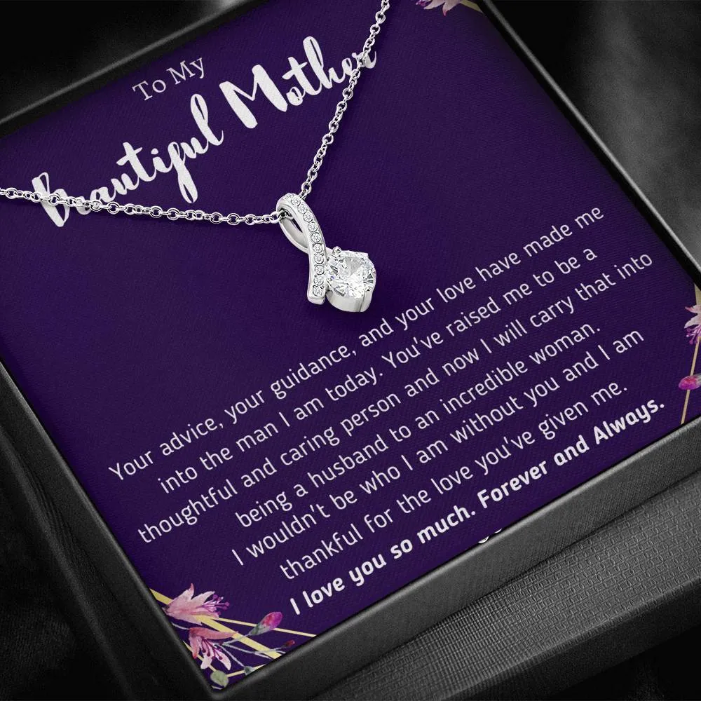 To My Beautiful Mother From Son Ribbon Necklace