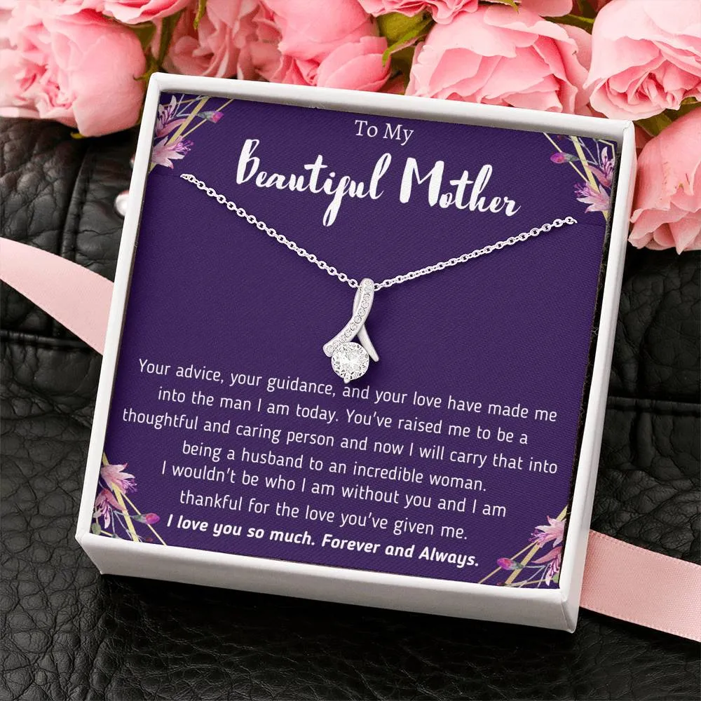To My Beautiful Mother From Son Ribbon Necklace