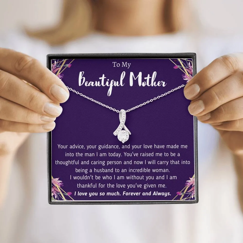 To My Beautiful Mother From Son Ribbon Necklace