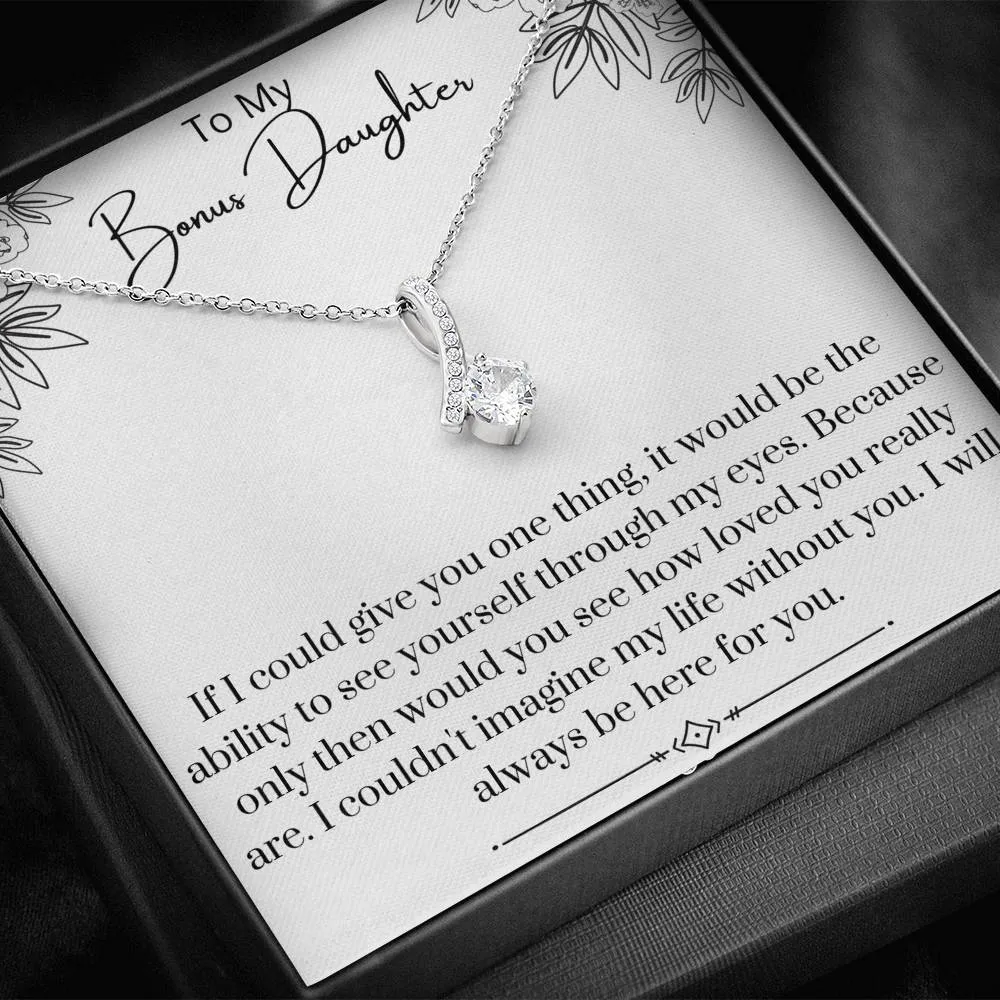 To My Bonus Daughter Ribbon Necklace