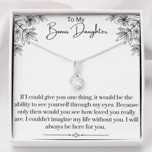 To My Bonus Daughter Ribbon Necklace