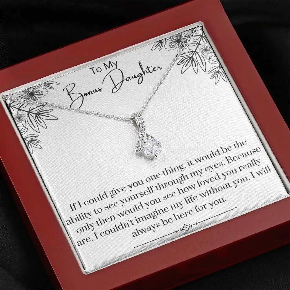 To My Bonus Daughter Ribbon Necklace