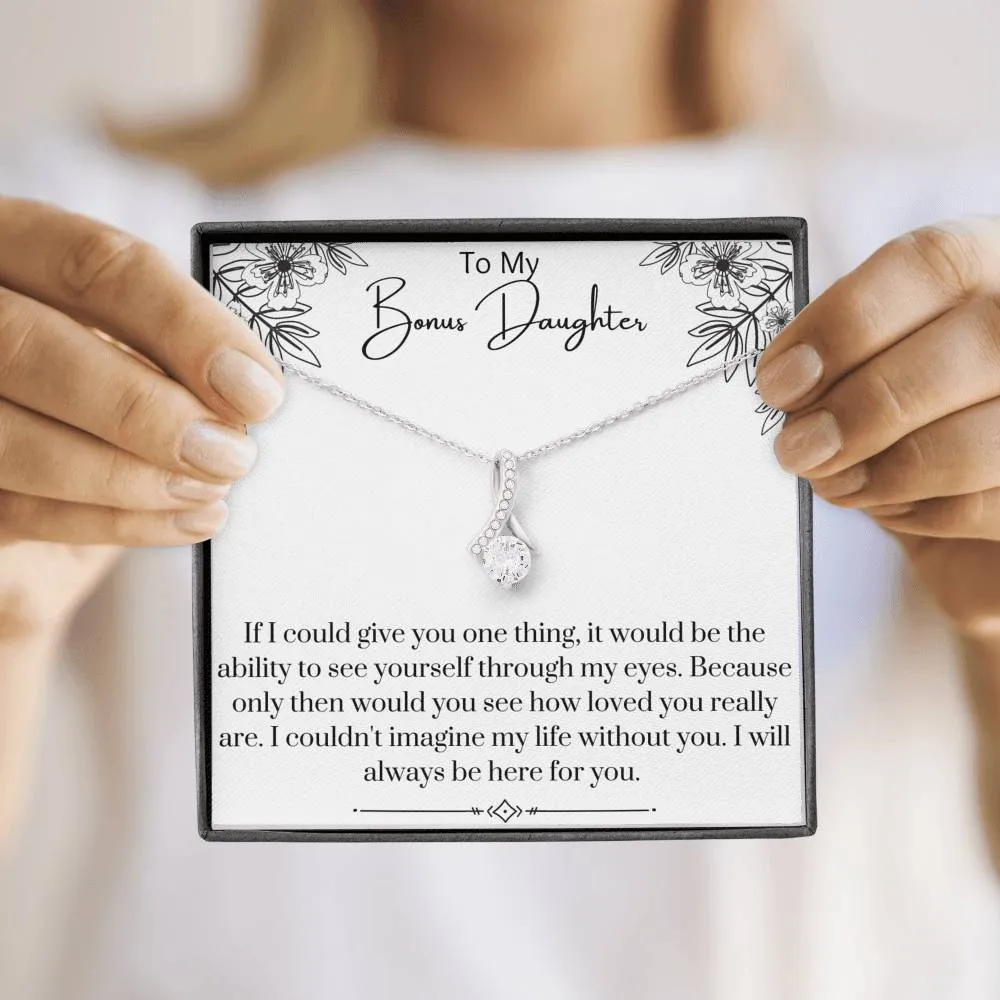 To My Bonus Daughter Ribbon Necklace