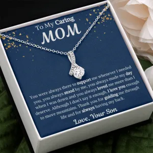 To My Caring Mom Ribbon Necklace from Son