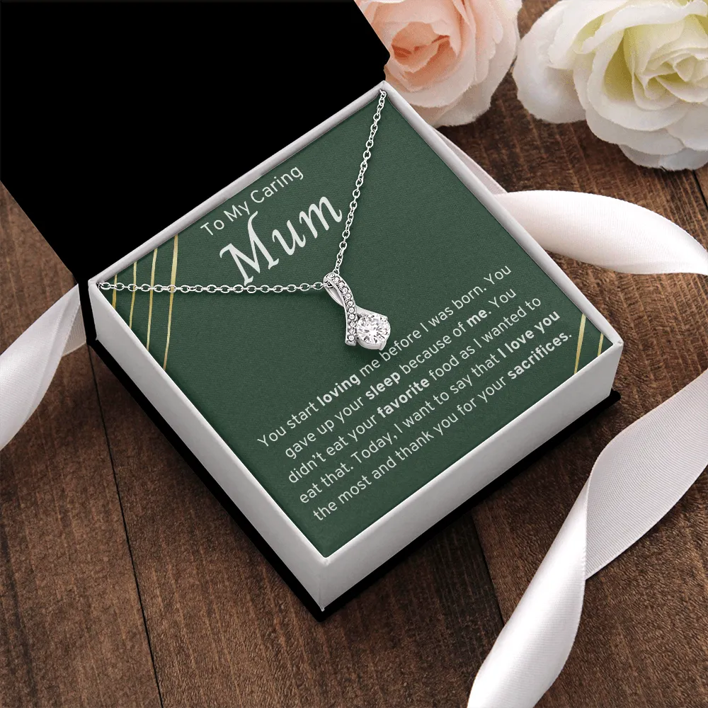 To My Caring Mum Ribbon Necklace