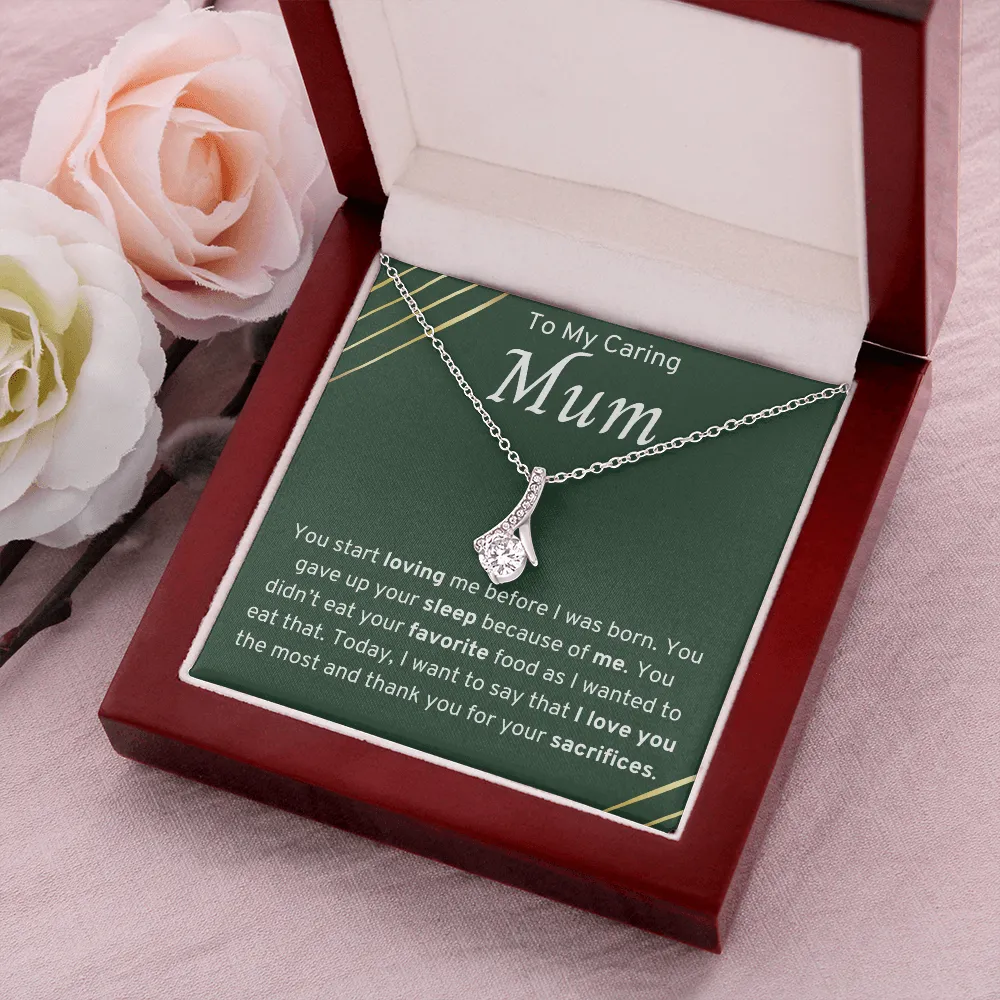 To My Caring Mum Ribbon Necklace
