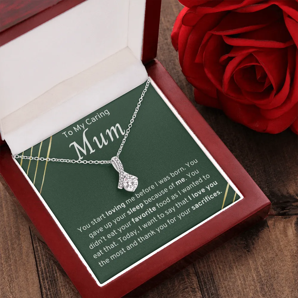 To My Caring Mum Ribbon Necklace