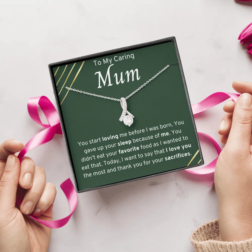 To My Caring Mum Ribbon Necklace