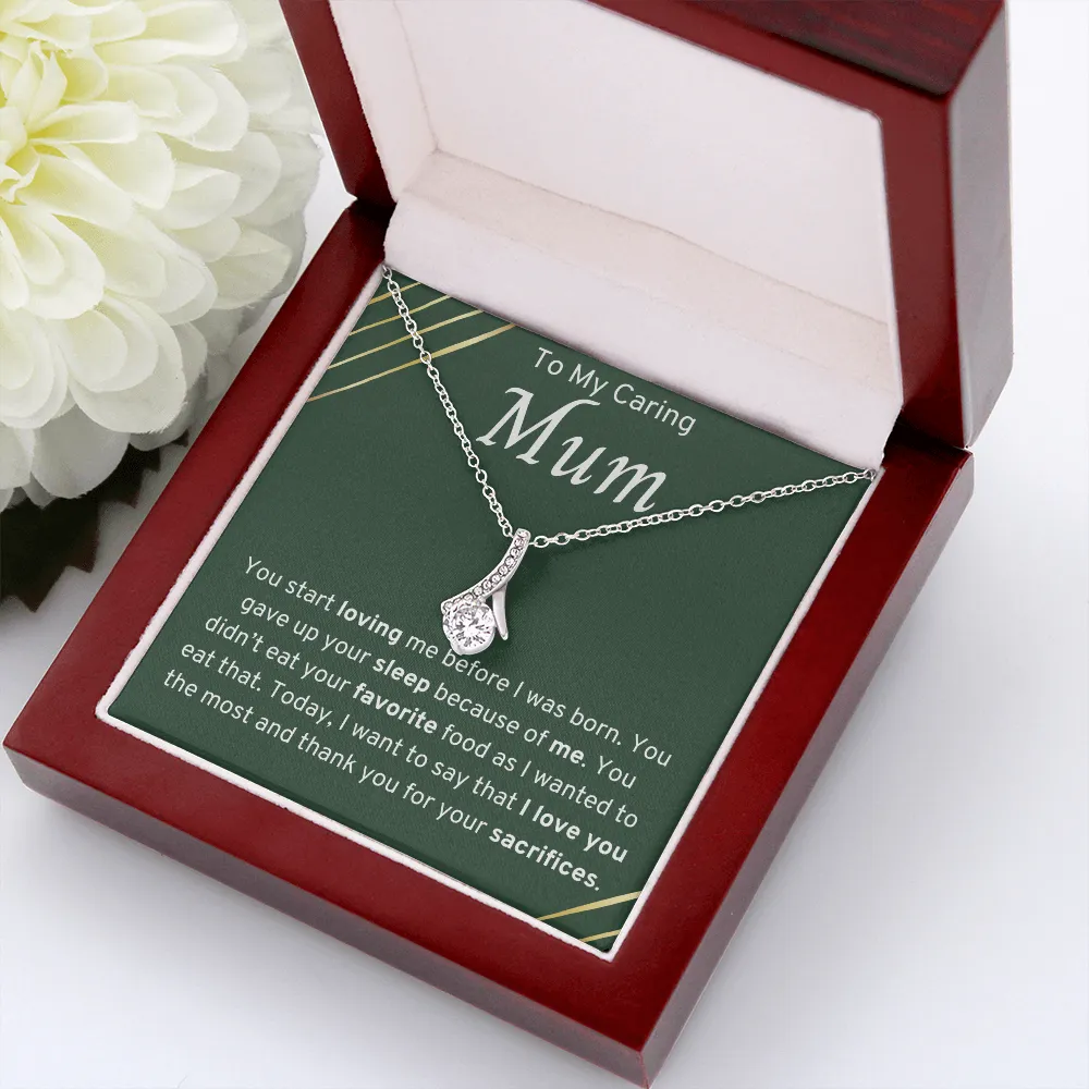 To My Caring Mum Ribbon Necklace