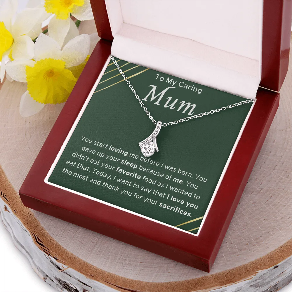 To My Caring Mum Ribbon Necklace