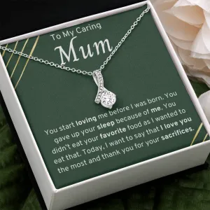 To My Caring Mum Ribbon Necklace