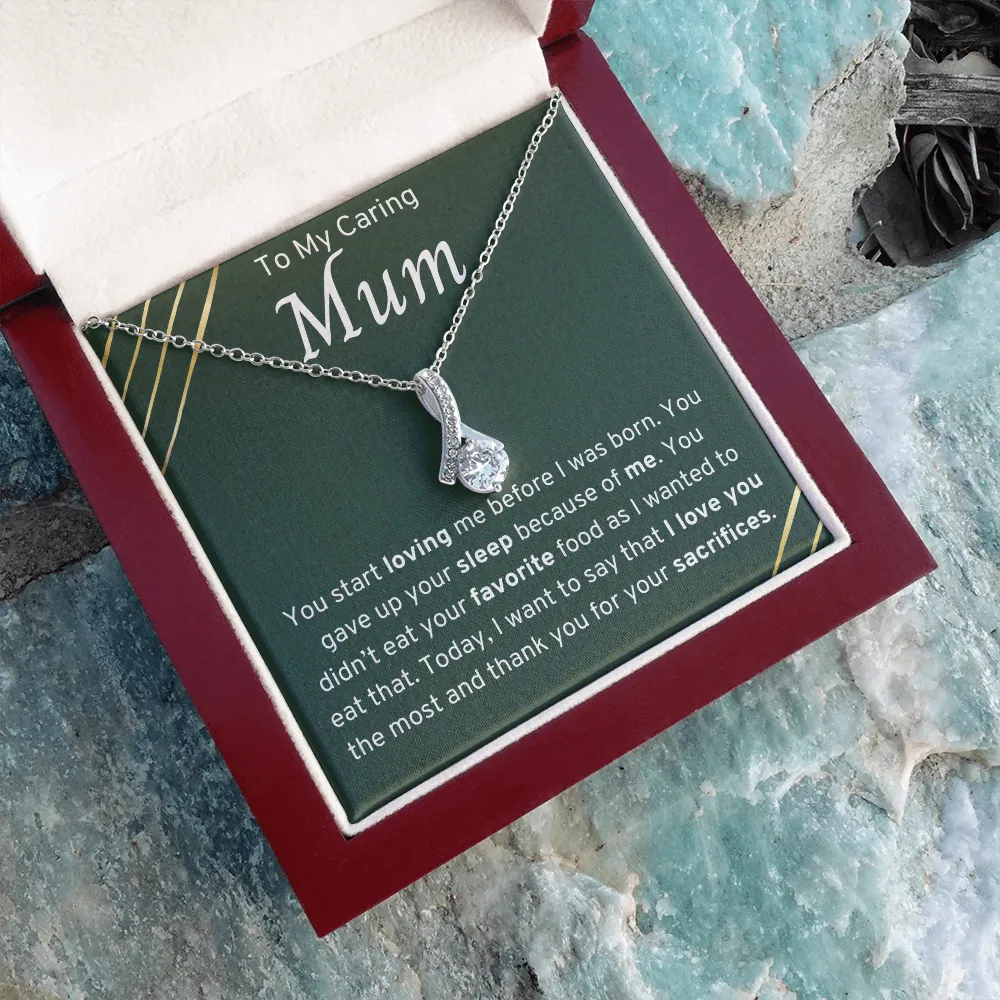 To My Caring Mum Ribbon Necklace