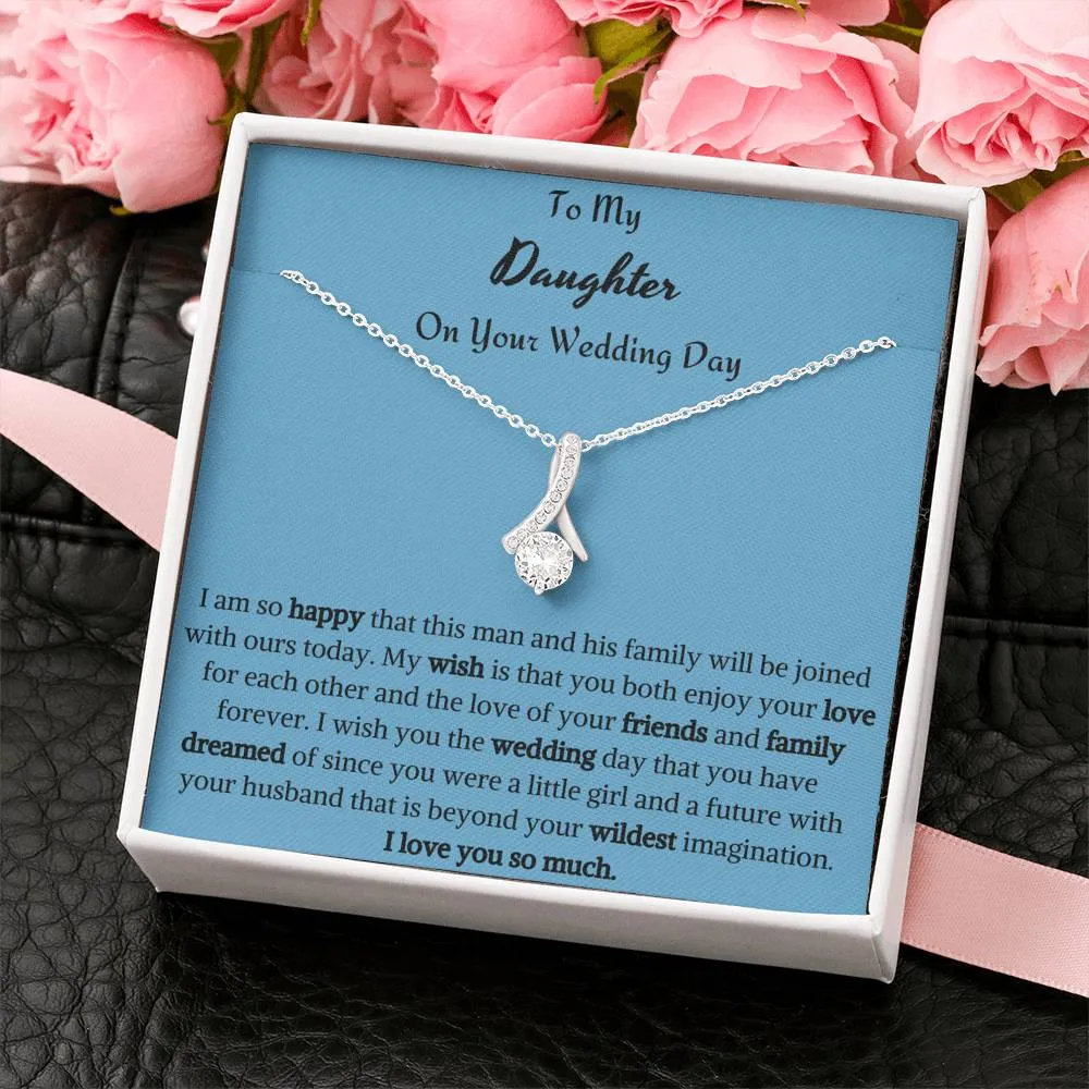 To My Daughter On Your Wedding Day Ribbon Necklace