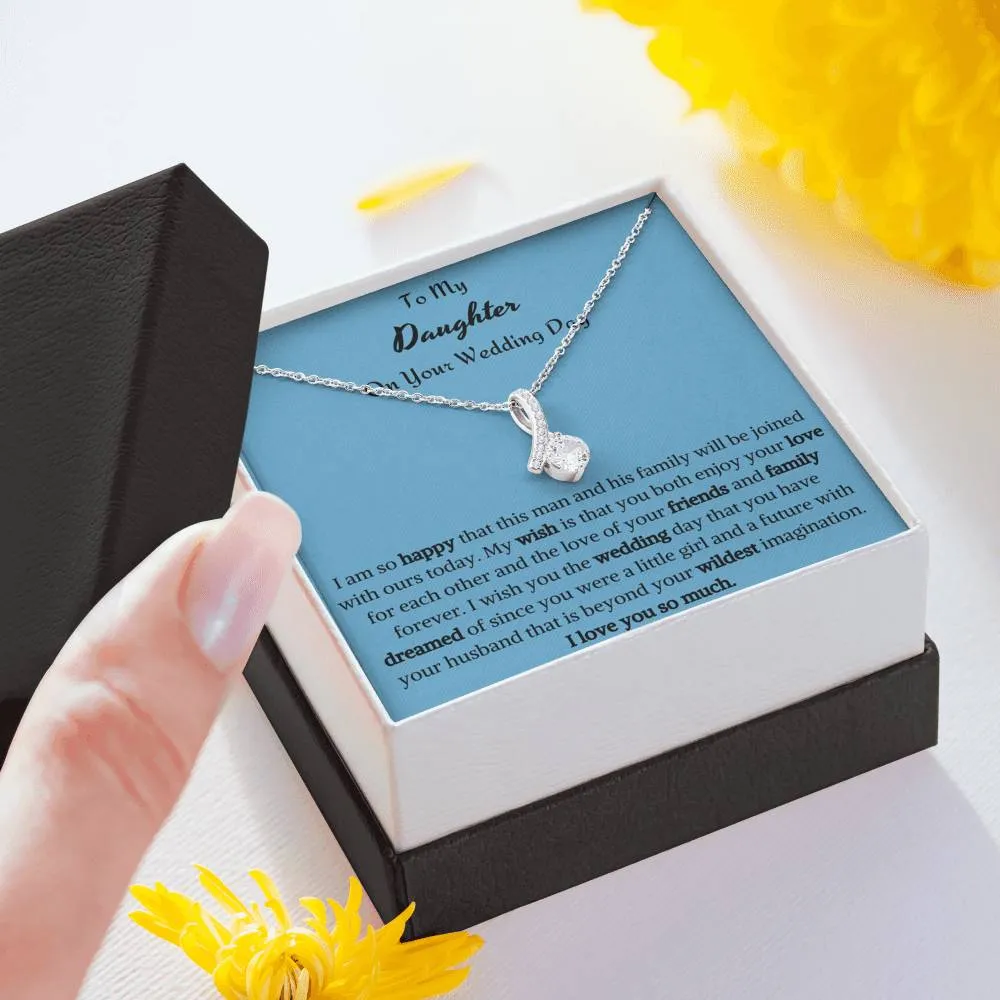 To My Daughter On Your Wedding Day Ribbon Necklace