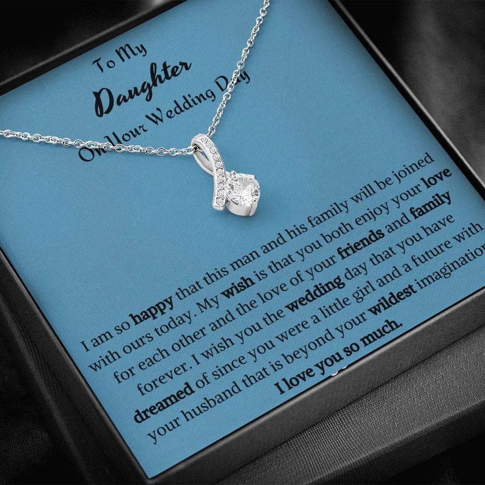 To My Daughter On Your Wedding Day Ribbon Necklace