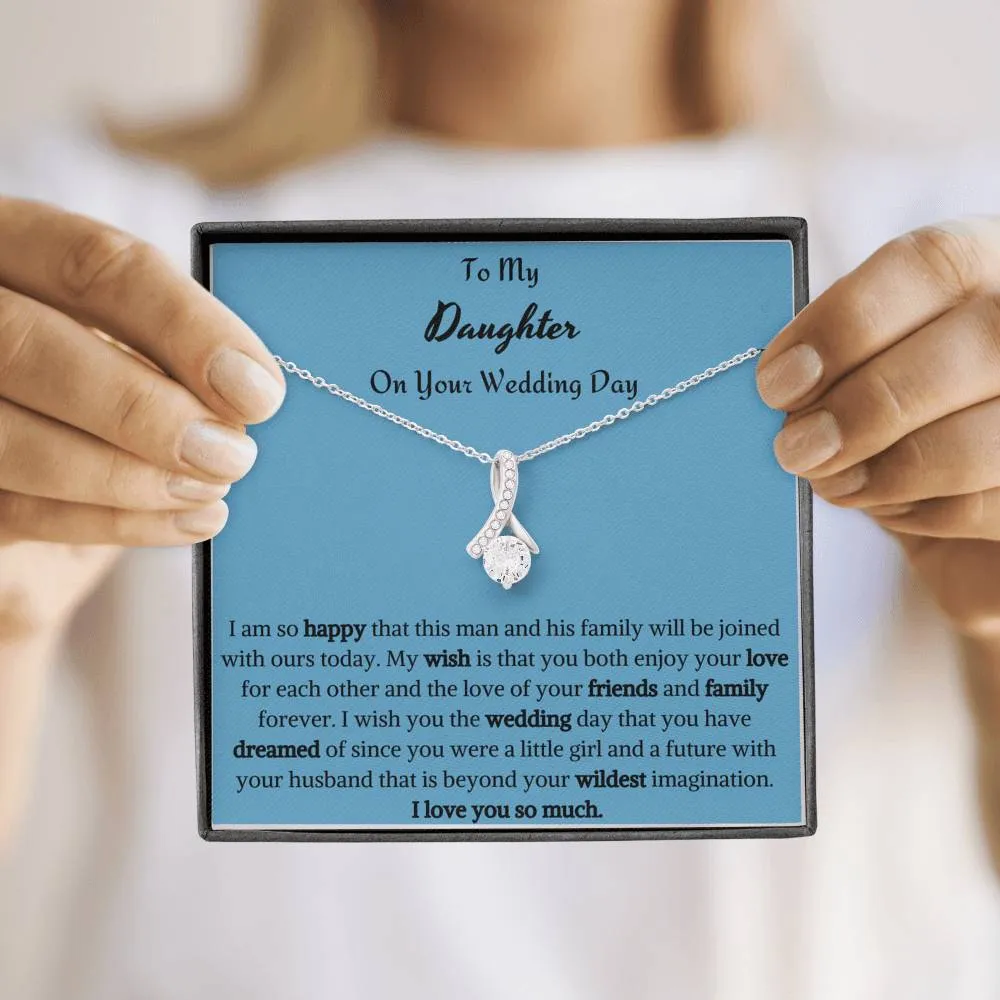 To My Daughter On Your Wedding Day Ribbon Necklace
