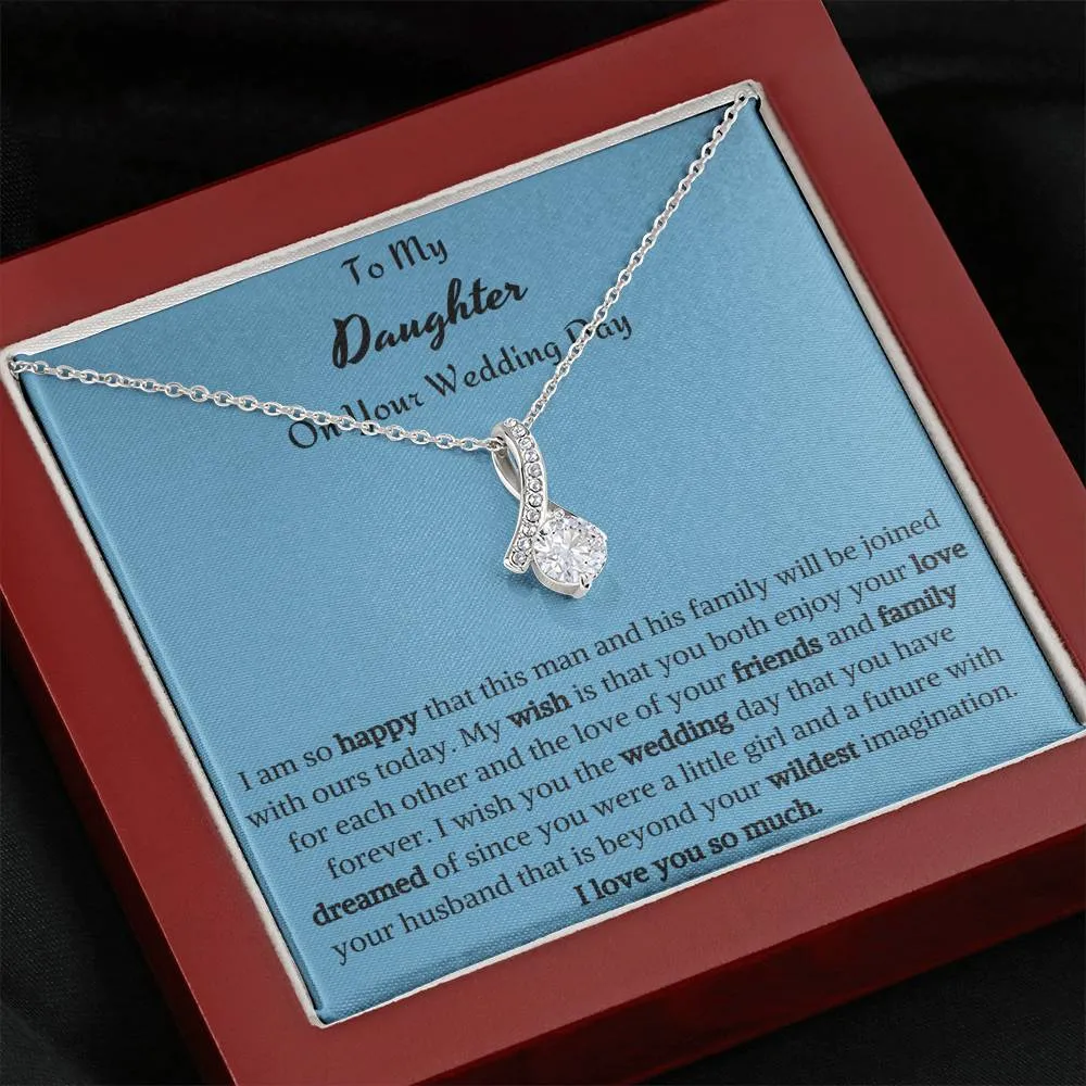 To My Daughter On Your Wedding Day Ribbon Necklace