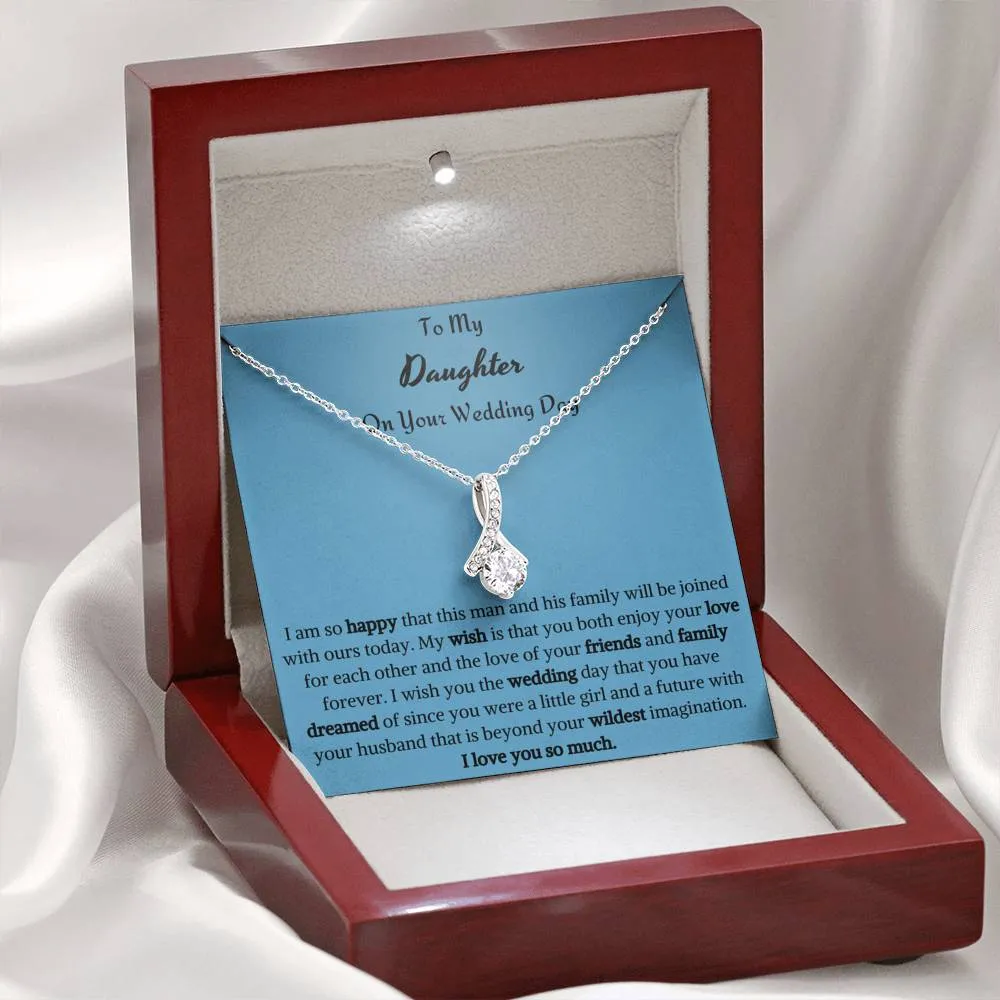 To My Daughter On Your Wedding Day Ribbon Necklace