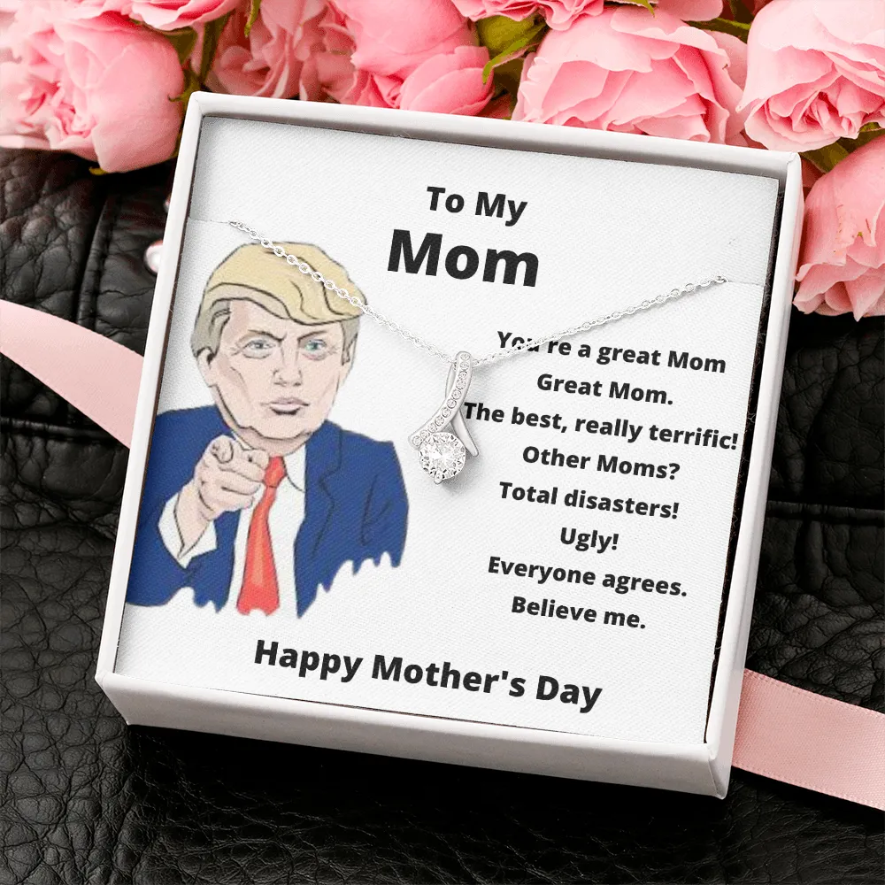 To my mom trump card with crystal necklace