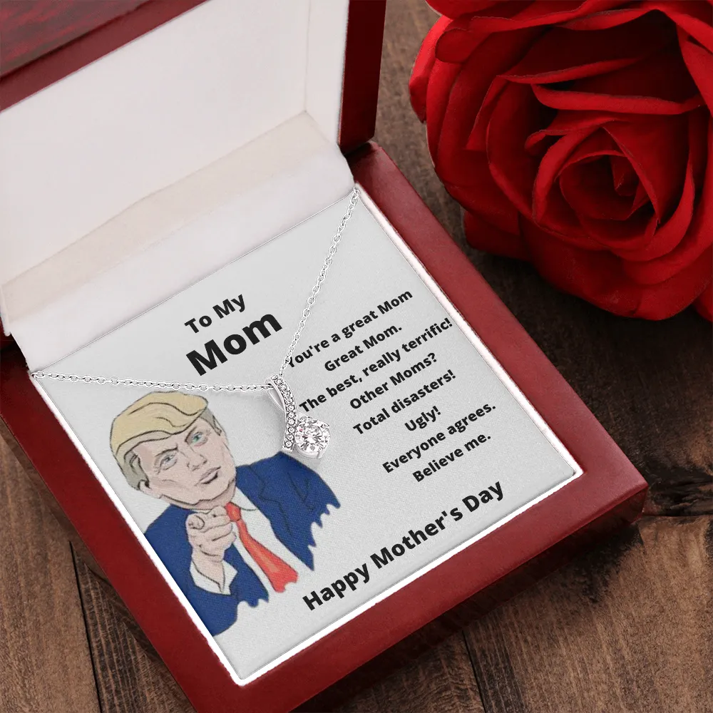 To my mom trump card with crystal necklace