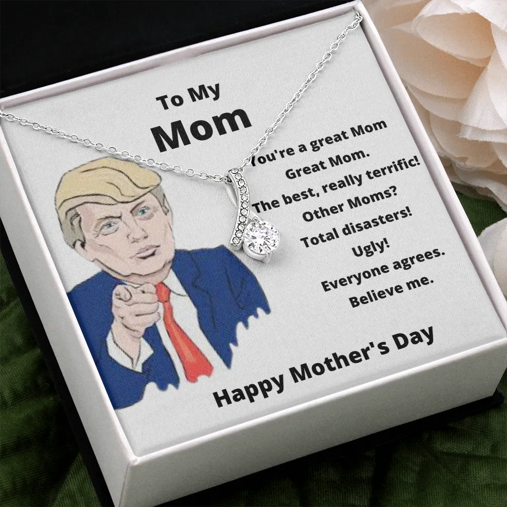 To my mom trump card with crystal necklace