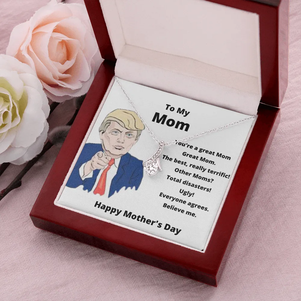 To my mom trump card with crystal necklace