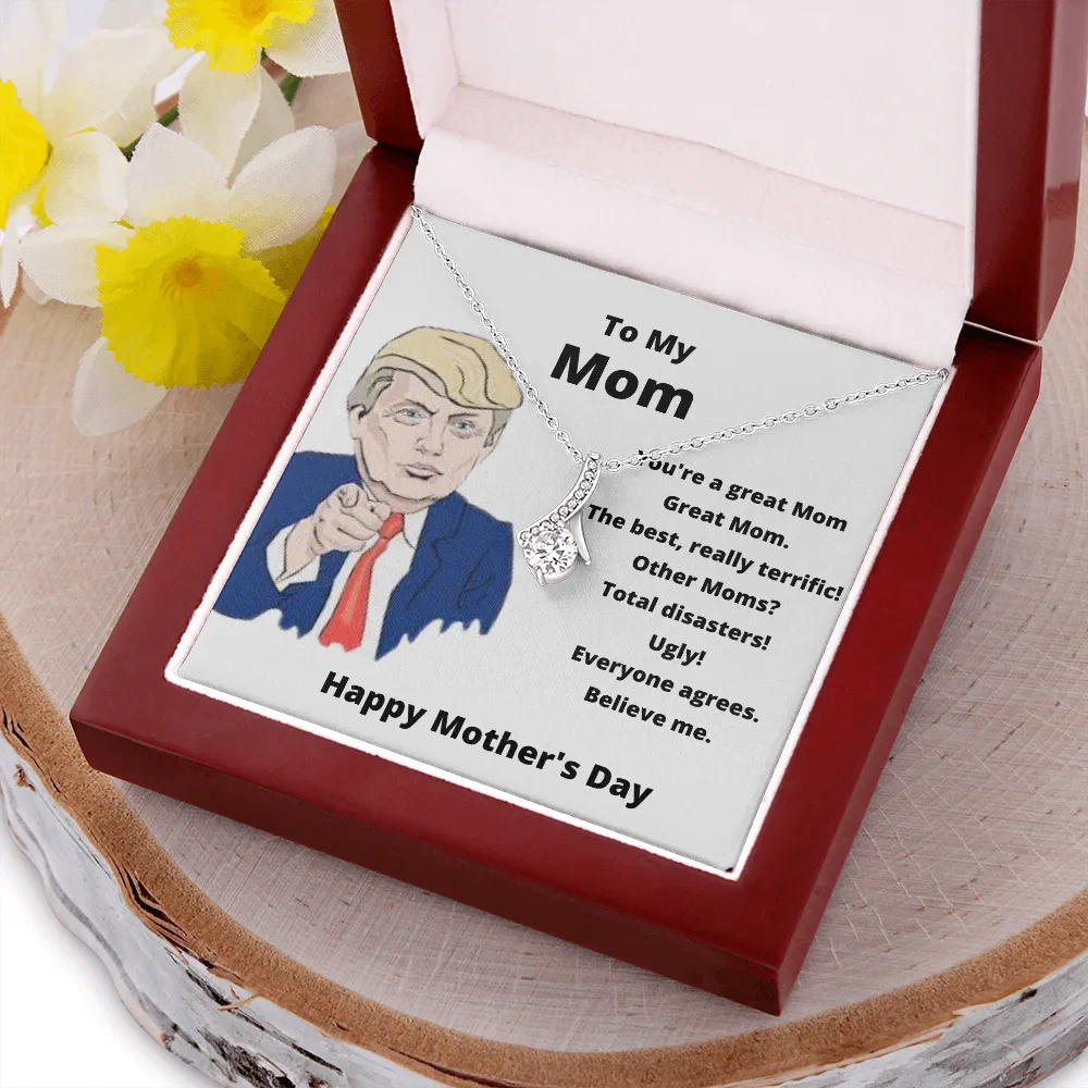 To my mom trump card with crystal necklace