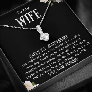 To My Wife 1st Anniversary Ribbon Necklace