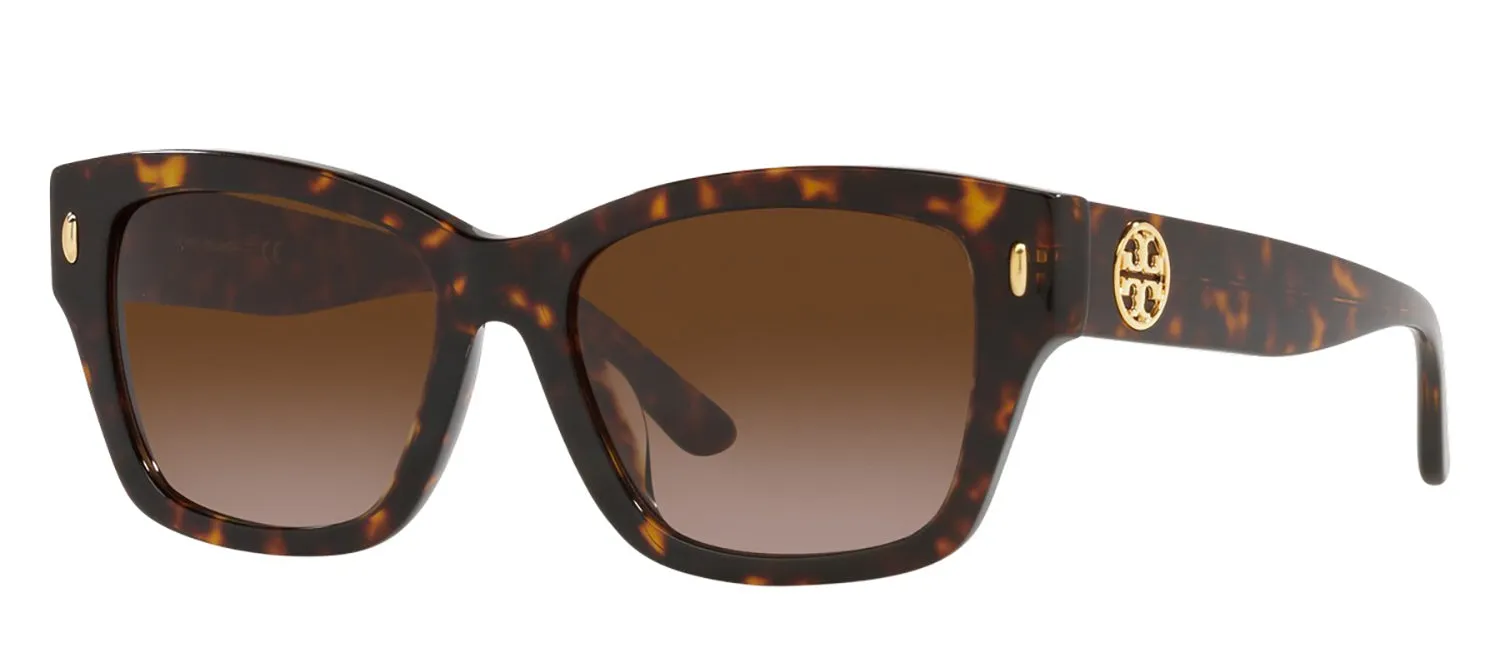 Tory Burch CLASSIC TY 7167U 172813 Rectangle Plastic Tortoise Sunglasses with Brown Gradient Lens