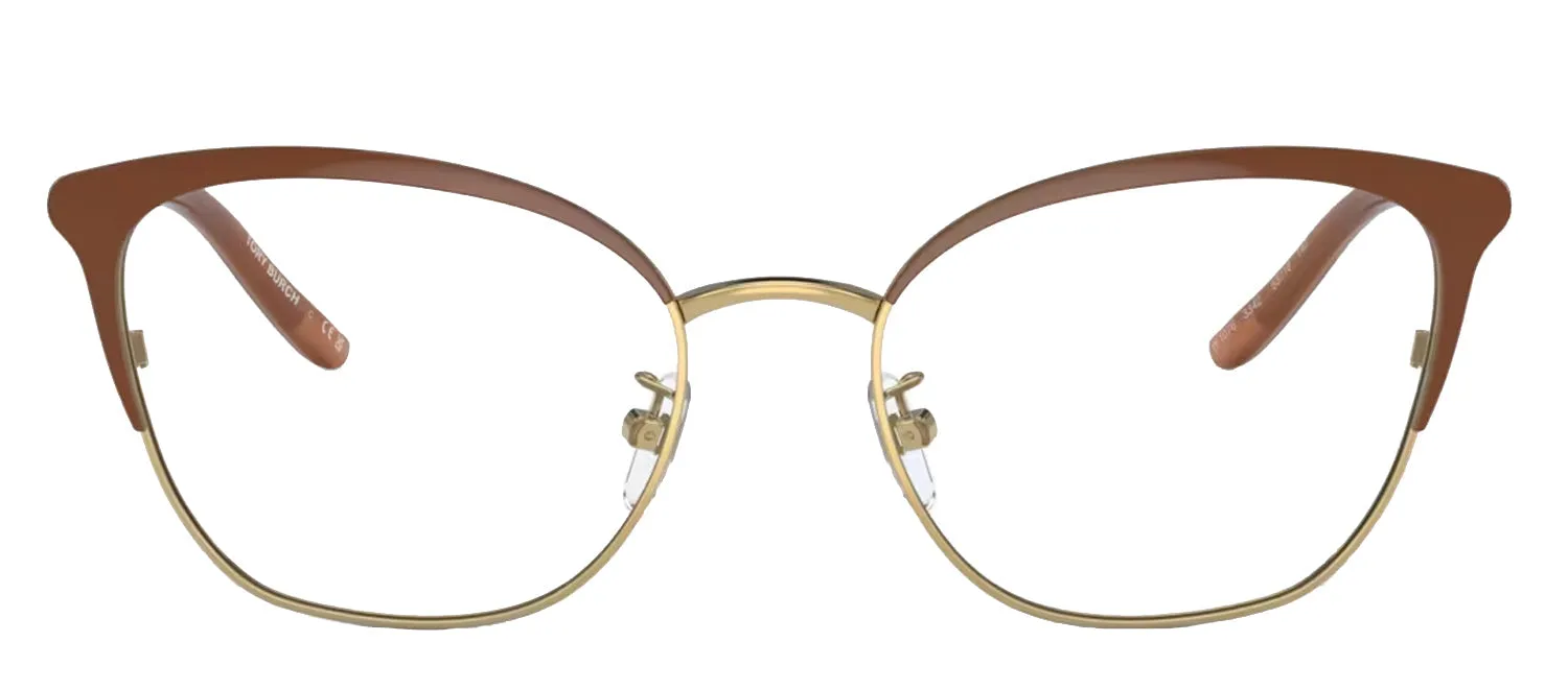 Tory Burch TY 1076 3342 Cat-Eye Metal Gold Eyeglasses with Logo Stamped Demo Lenses