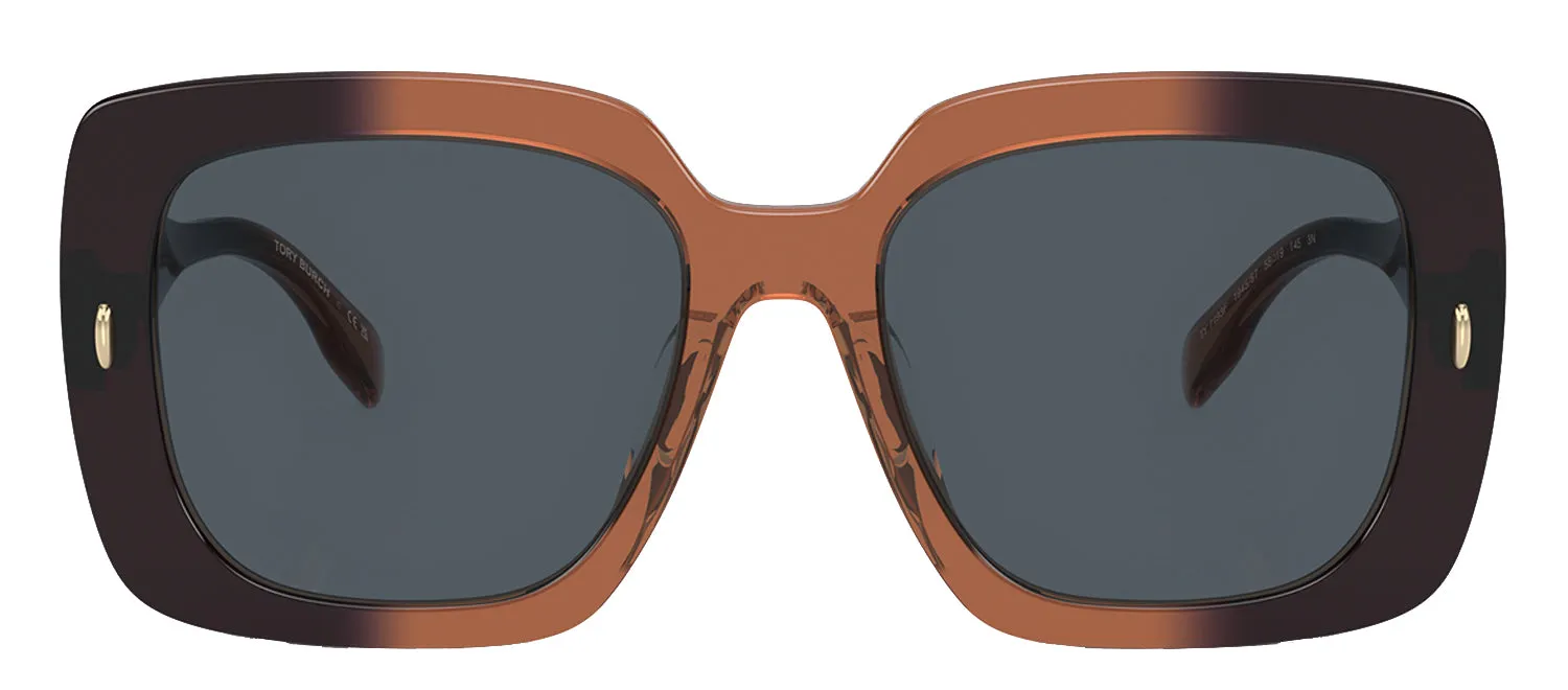 Tory Burch TY 7193F 194587 Square Acetate Navy Gradient Sunglasses with Dark Grey Solid Color Lens