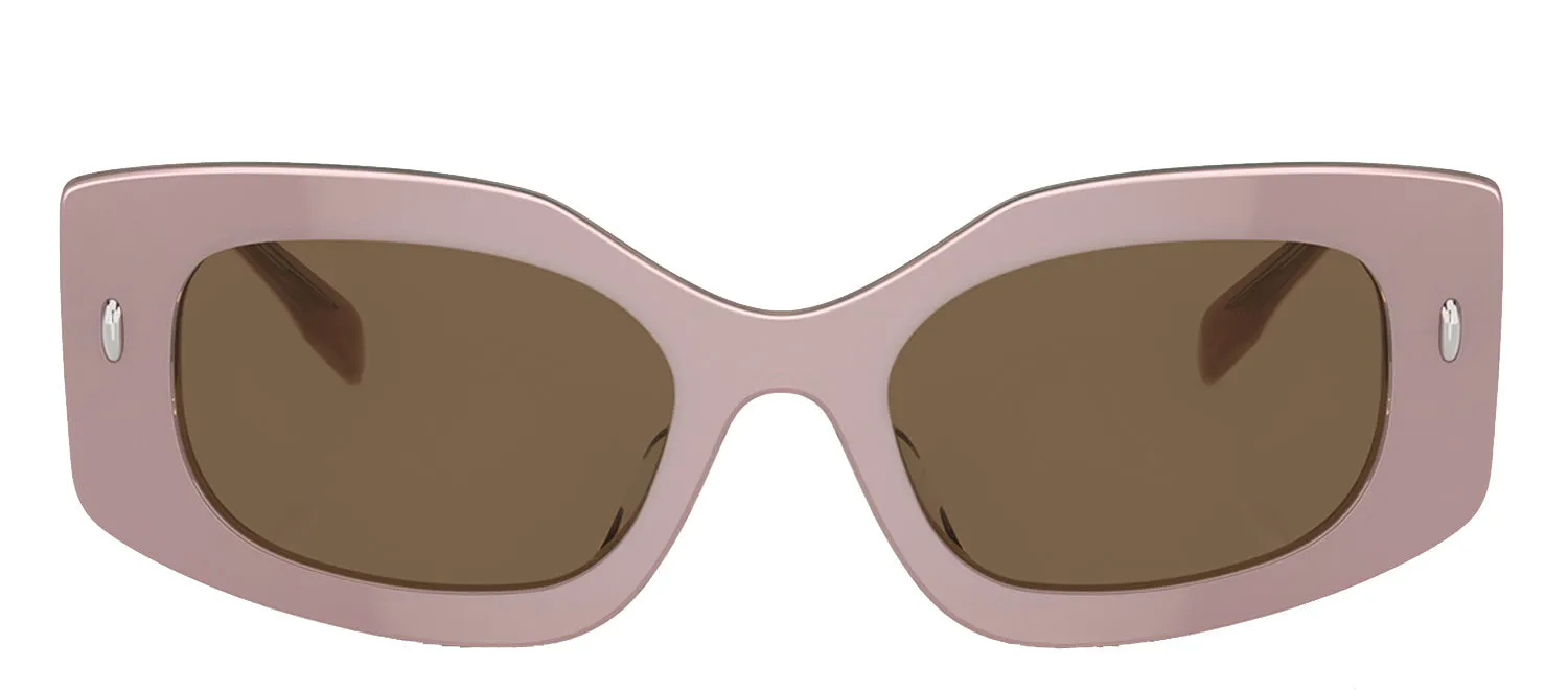Tory Burch TY 7202U 194773 Irregular Acetate Pearlized Pink Sunglasses with Dark Brown Solid Color Lens