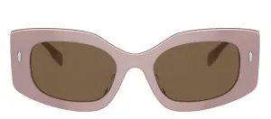 Tory Burch TY 7202U 194773 Irregular Acetate Pearlized Pink Sunglasses with Dark Brown Solid Color Lens