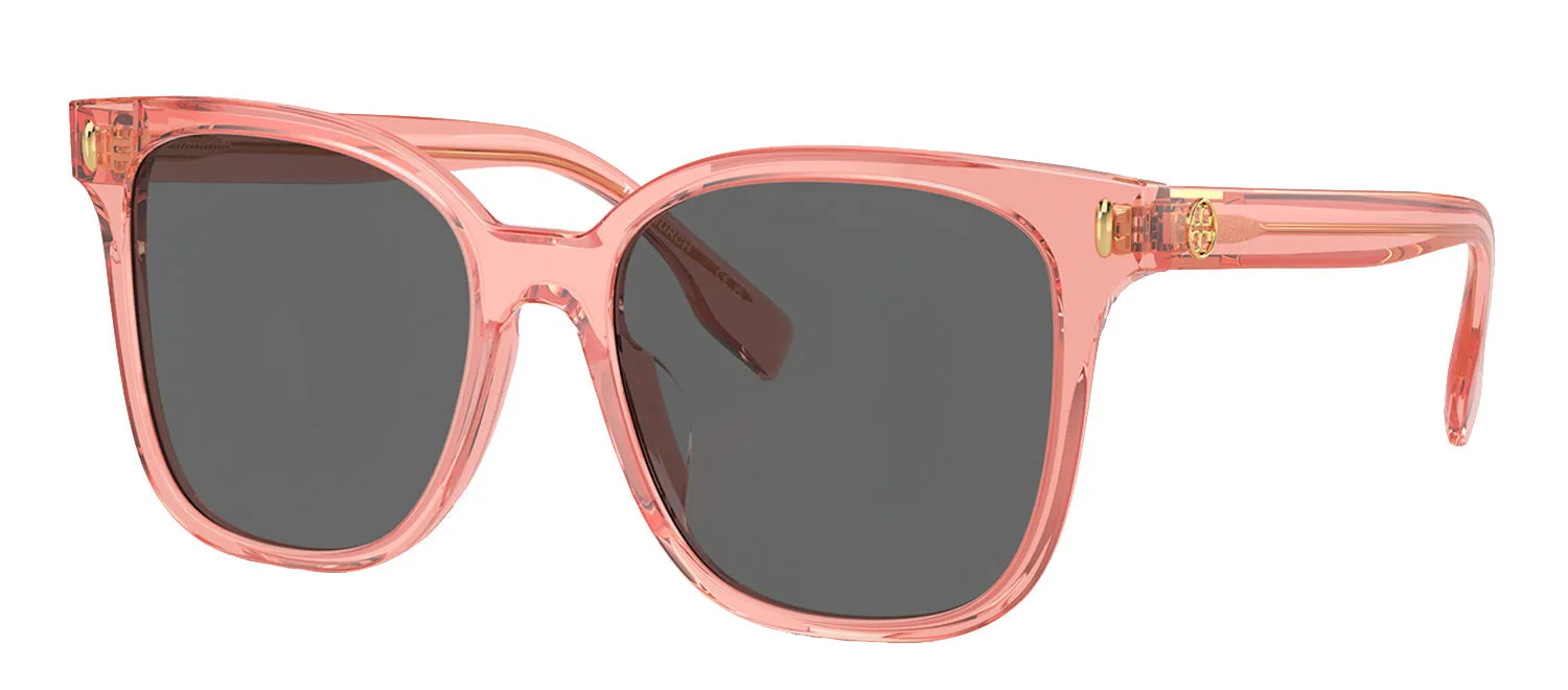 Tory Burch TY 7203U 199087 Square Acetate Transparent Orange Sunglasses with Dark Gray Solid Color Lens