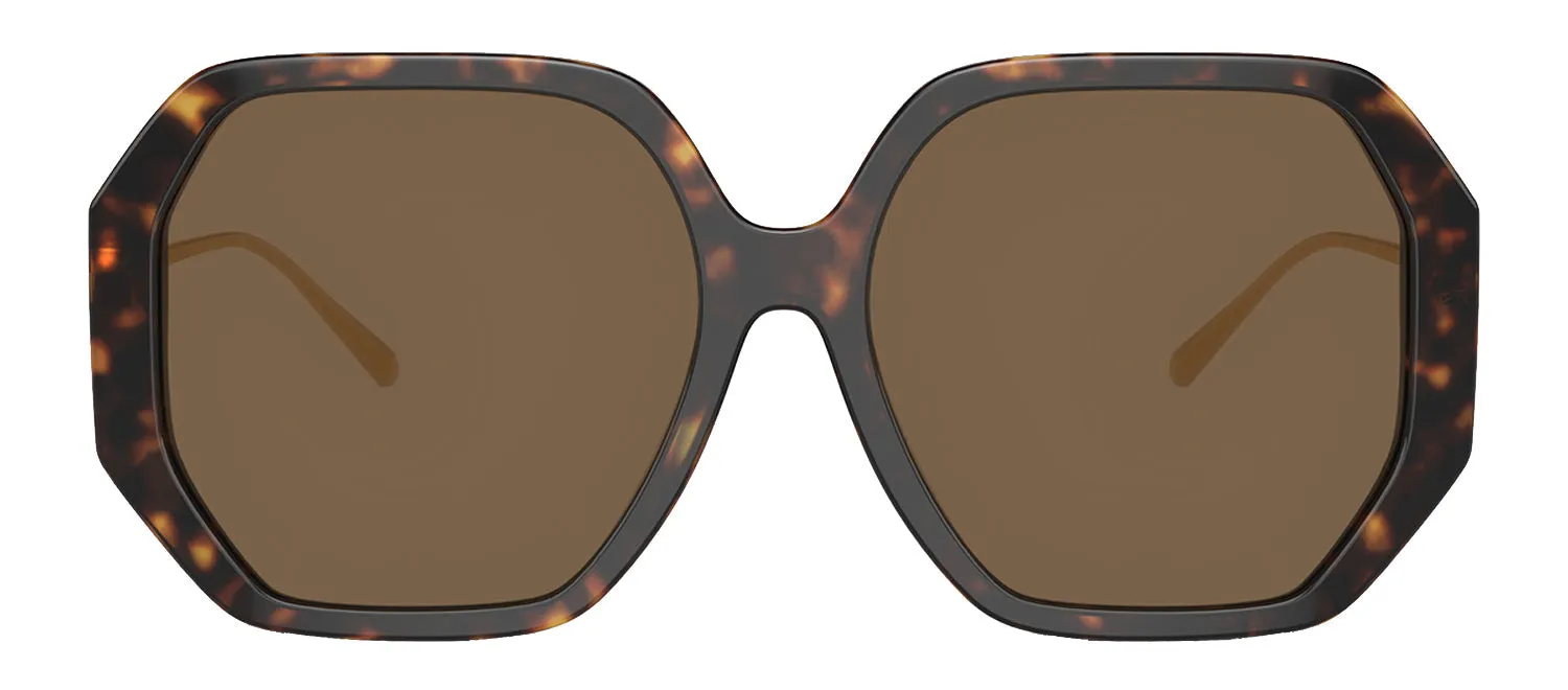 Tory Burch TY 7204D 196473 Irregular Acetate Tortoise Sunglasses with Dark Brown Solid Color Lens