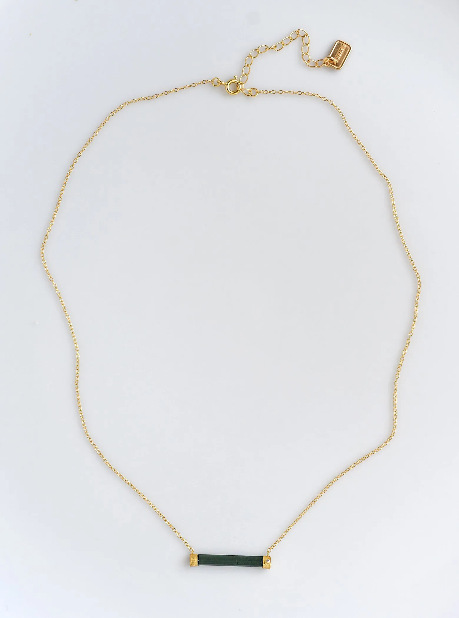 Tourmaline Horizontal Bar With Diamond Necklace