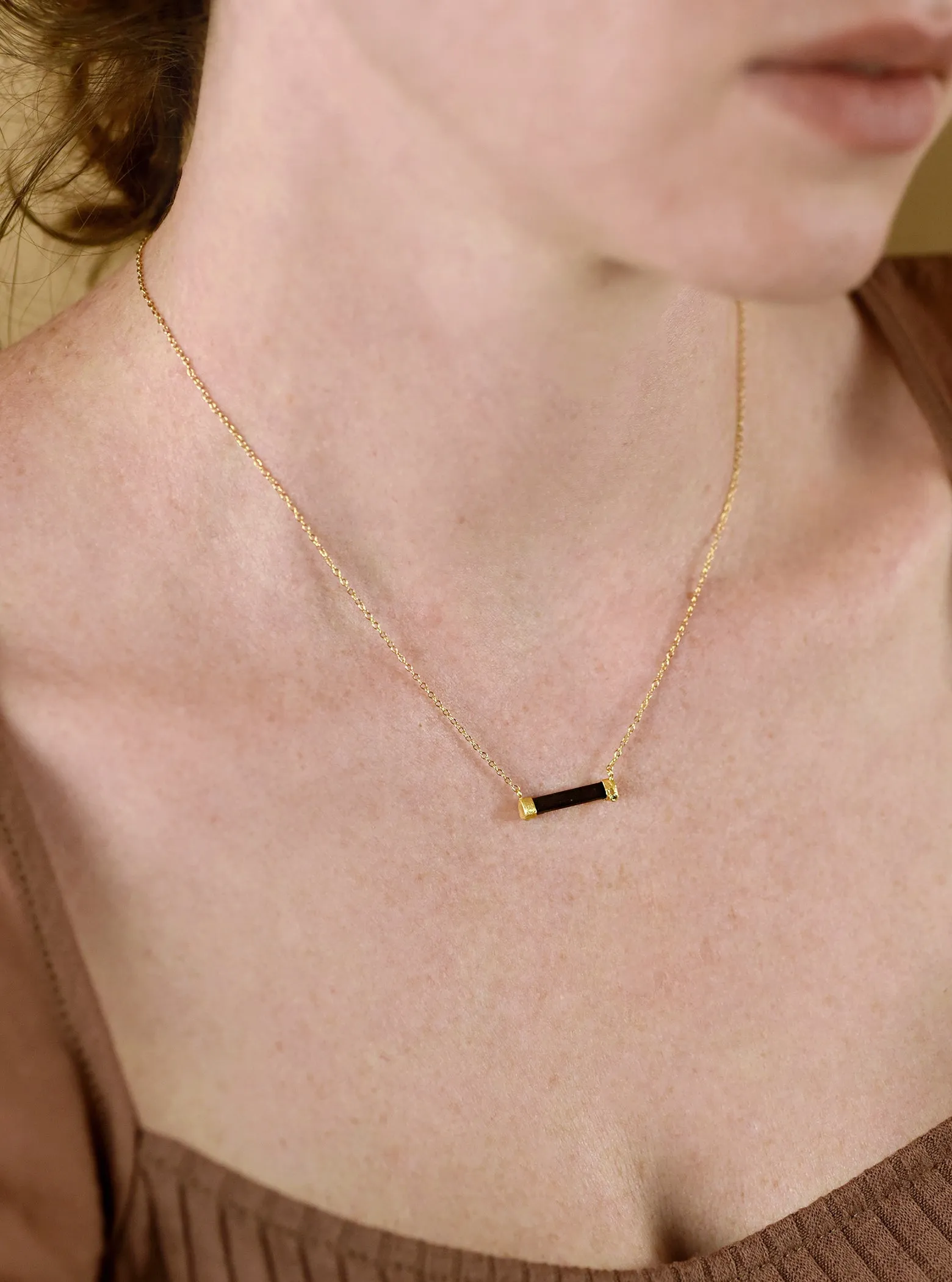Tourmaline Horizontal Bar With Diamond Necklace