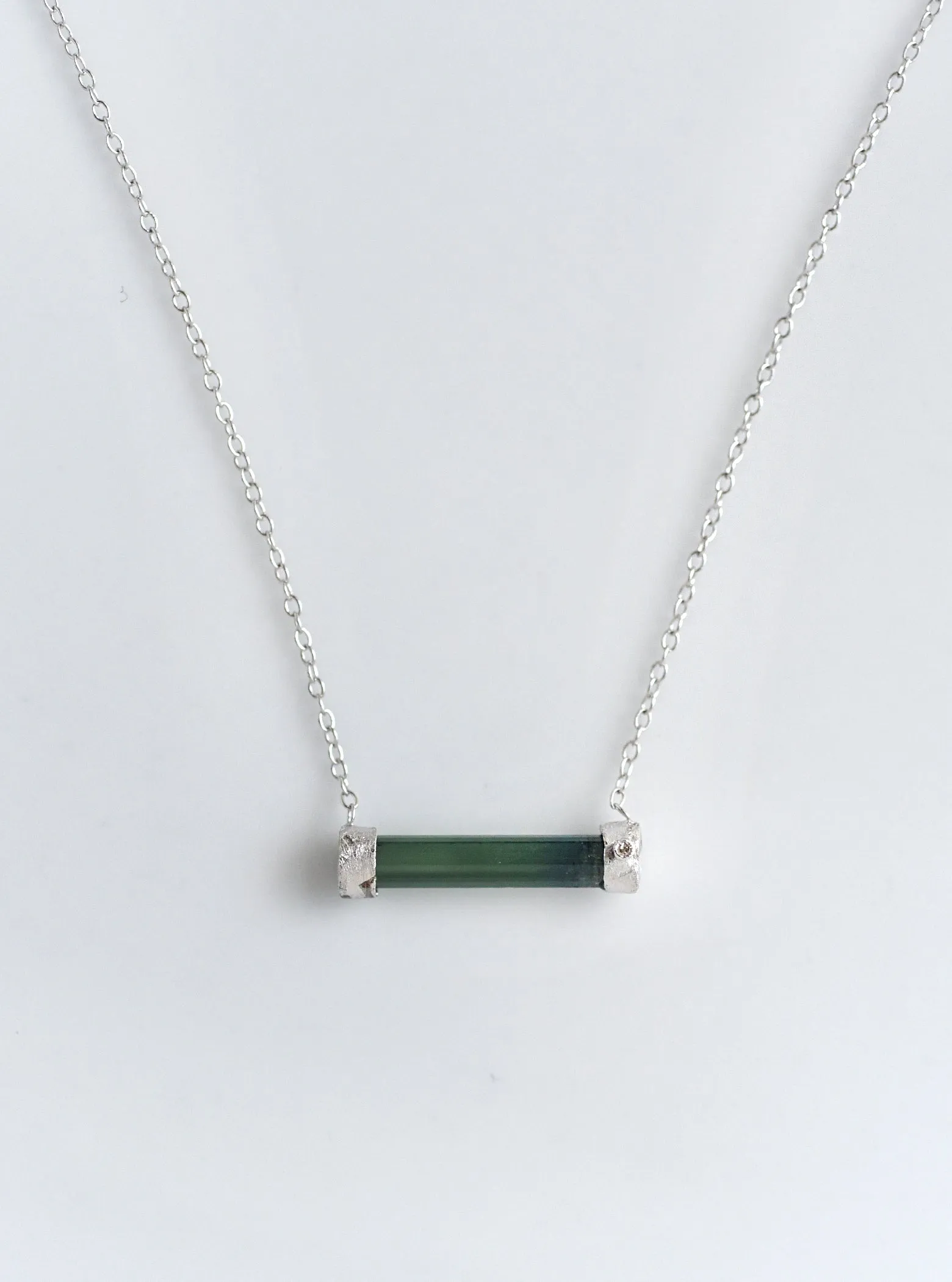 Tourmaline Horizontal Bar With Diamond Necklace