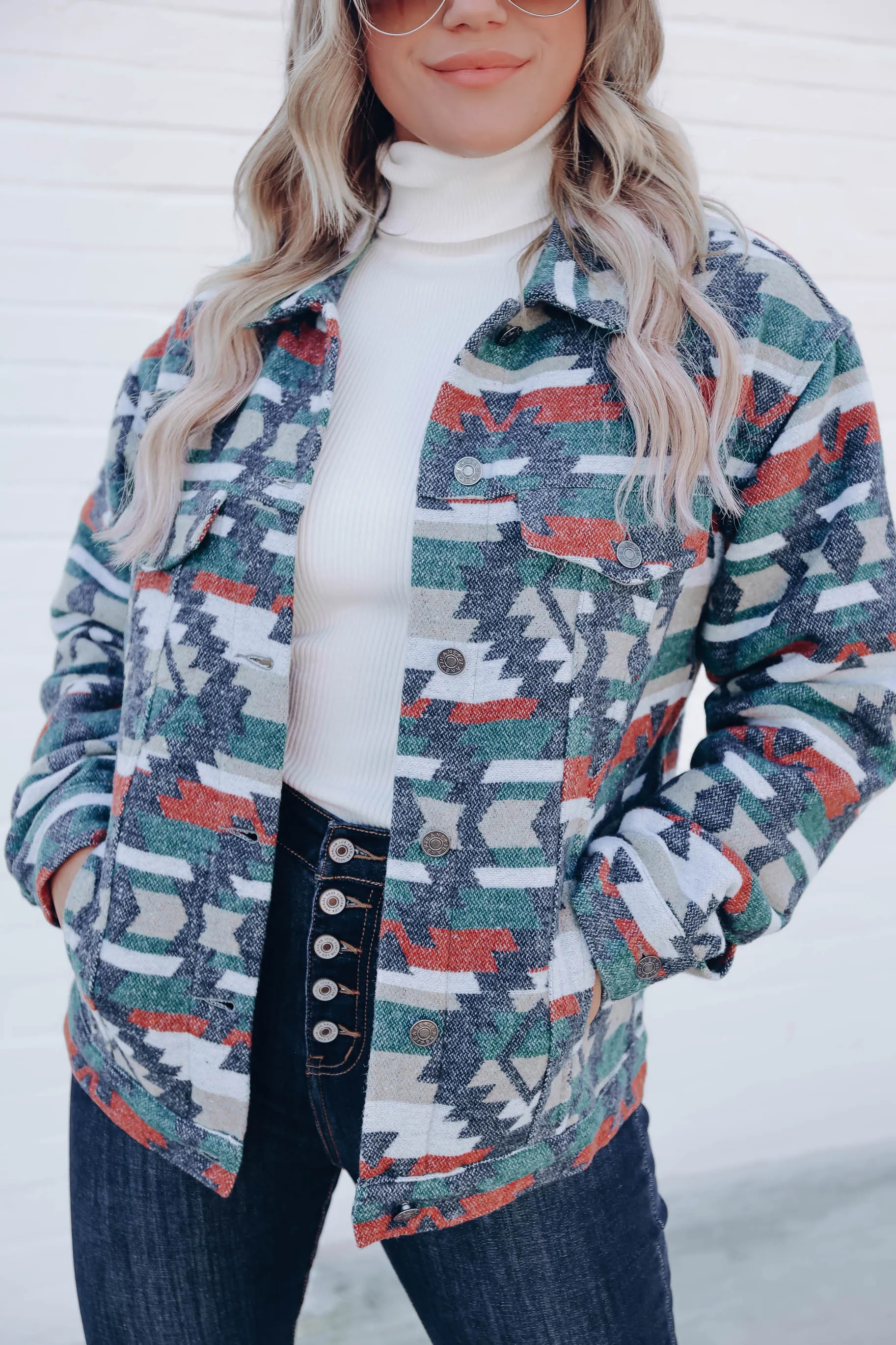 Traditional Style Aztec Print Jacket