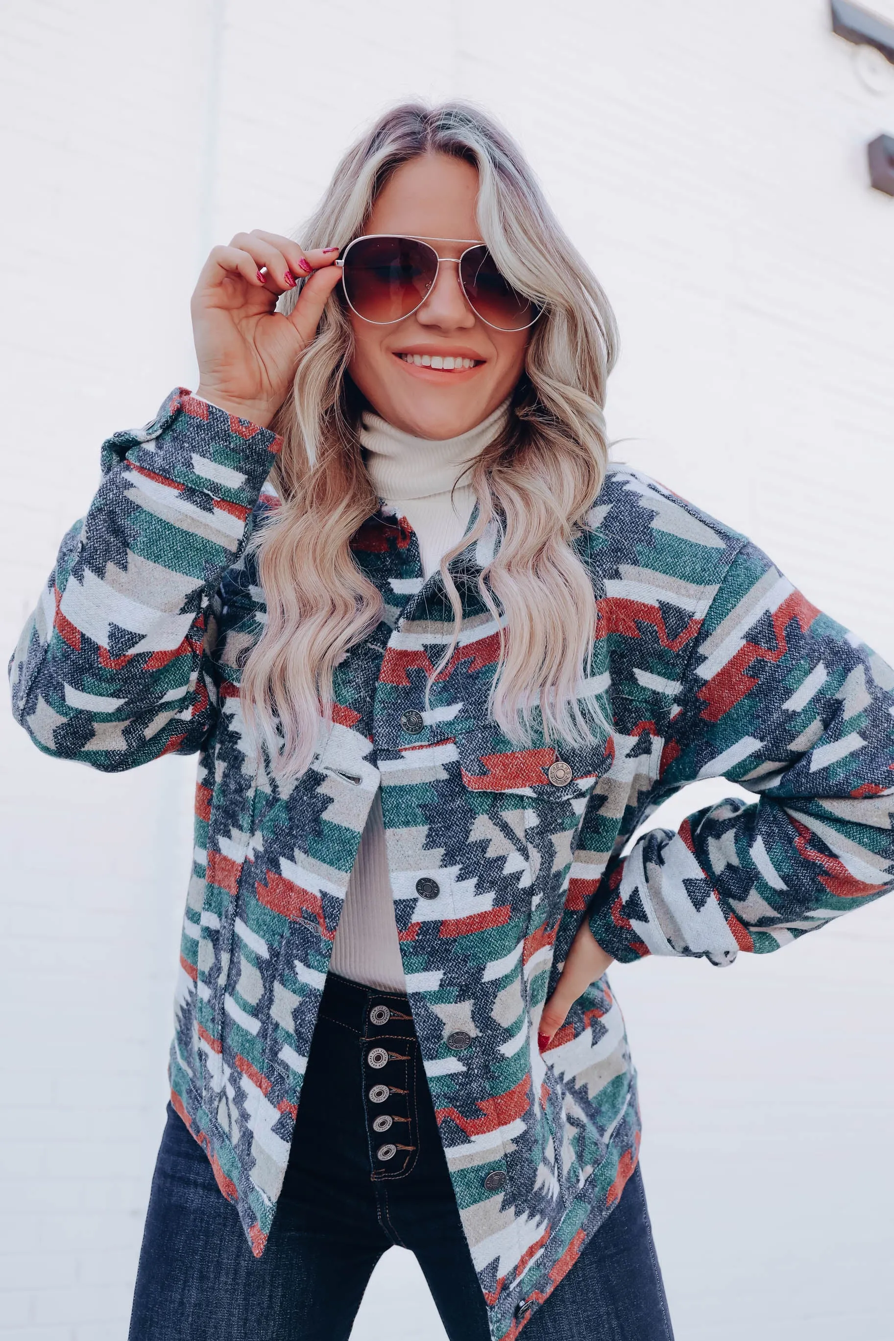 Traditional Style Aztec Print Jacket