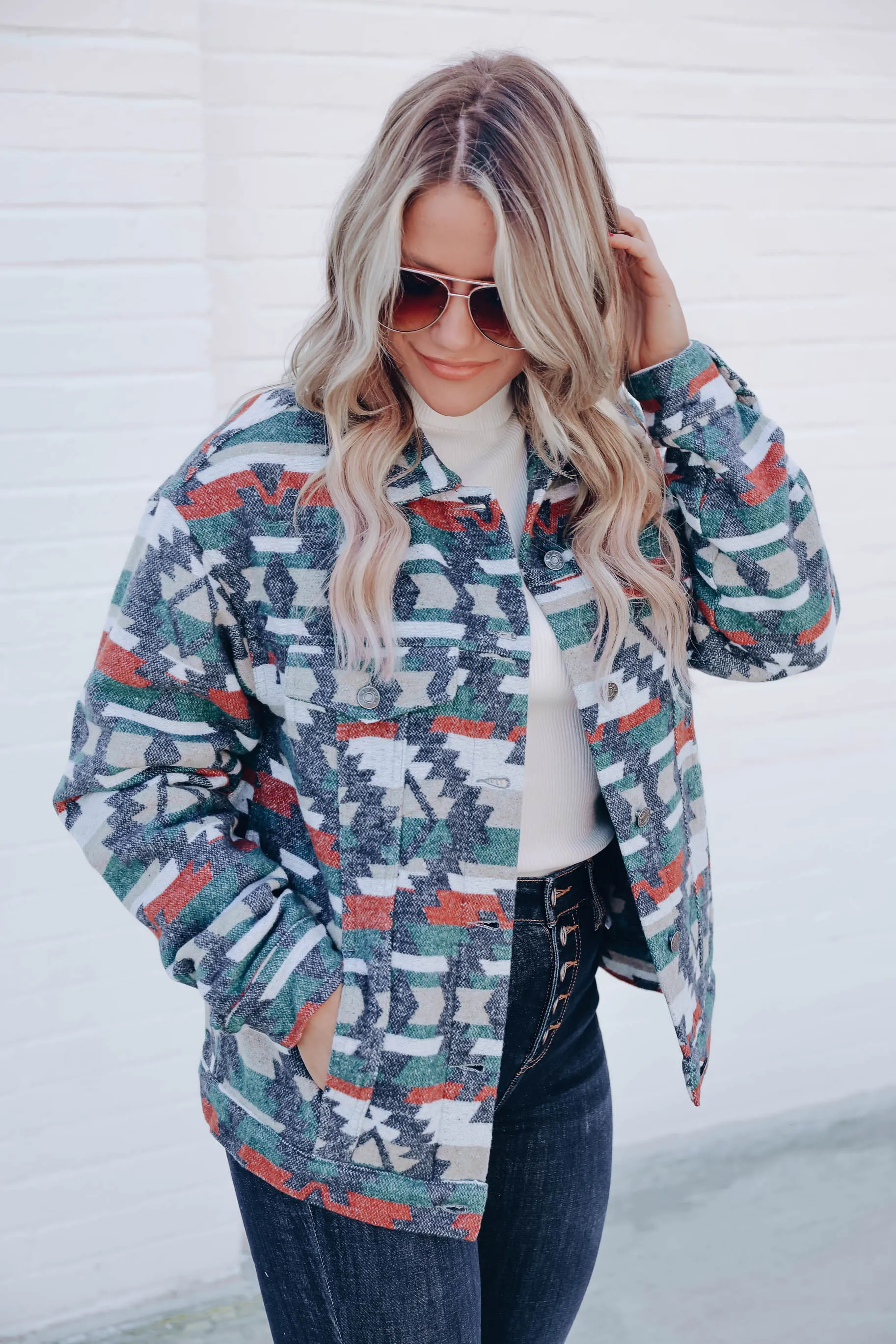 Traditional Style Aztec Print Jacket