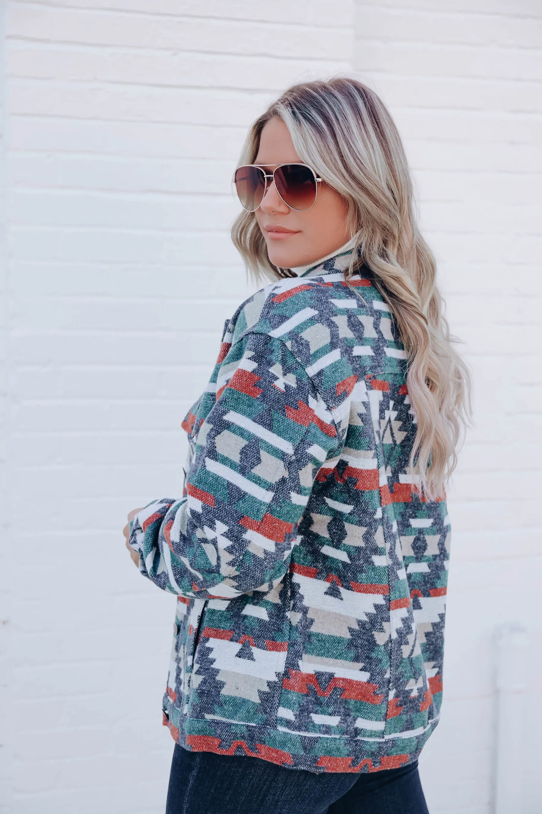 Traditional Style Aztec Print Jacket