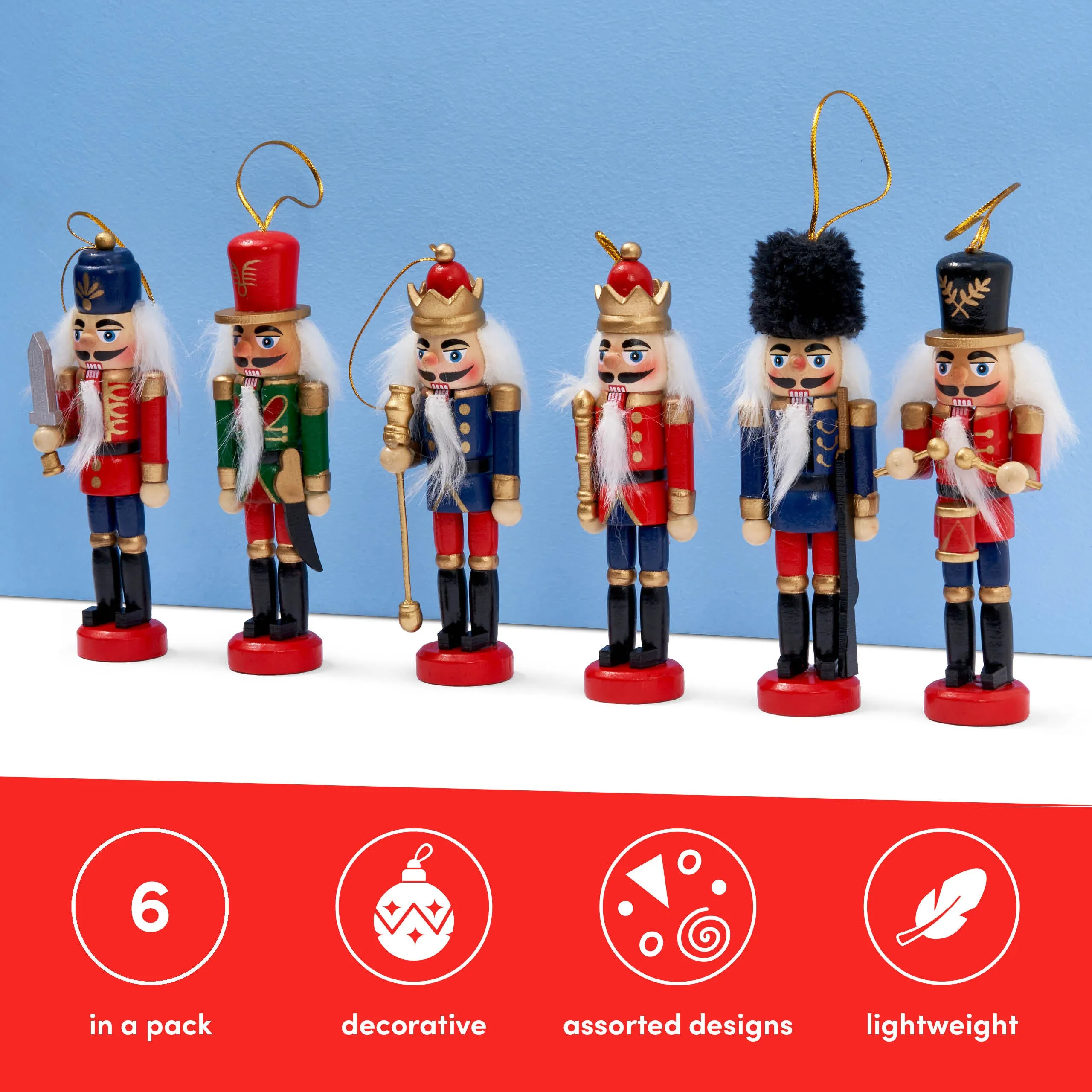 Traditional Wooden Nutcracker Soldier Christmas Tree Decorations