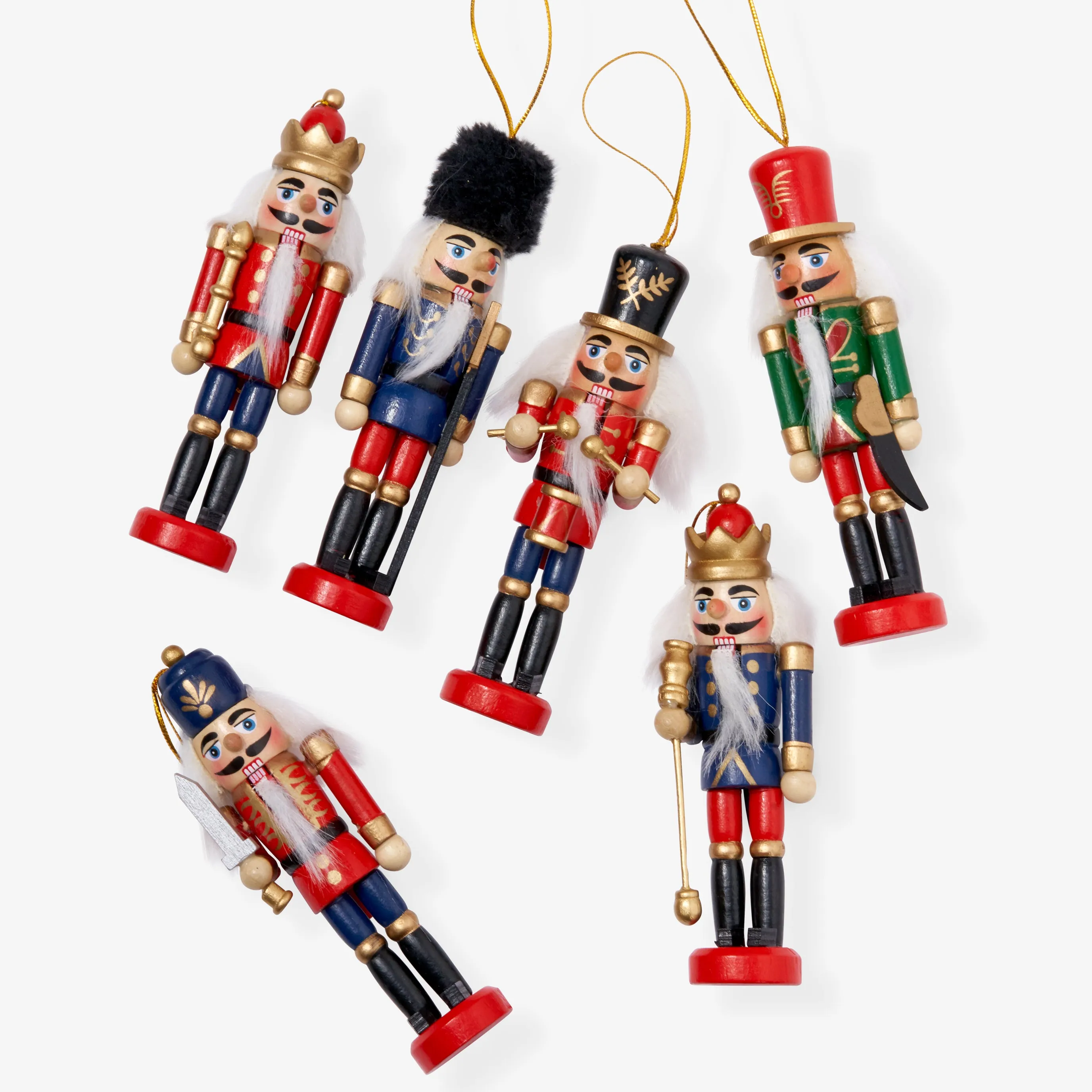 Traditional Wooden Nutcracker Soldier Christmas Tree Decorations