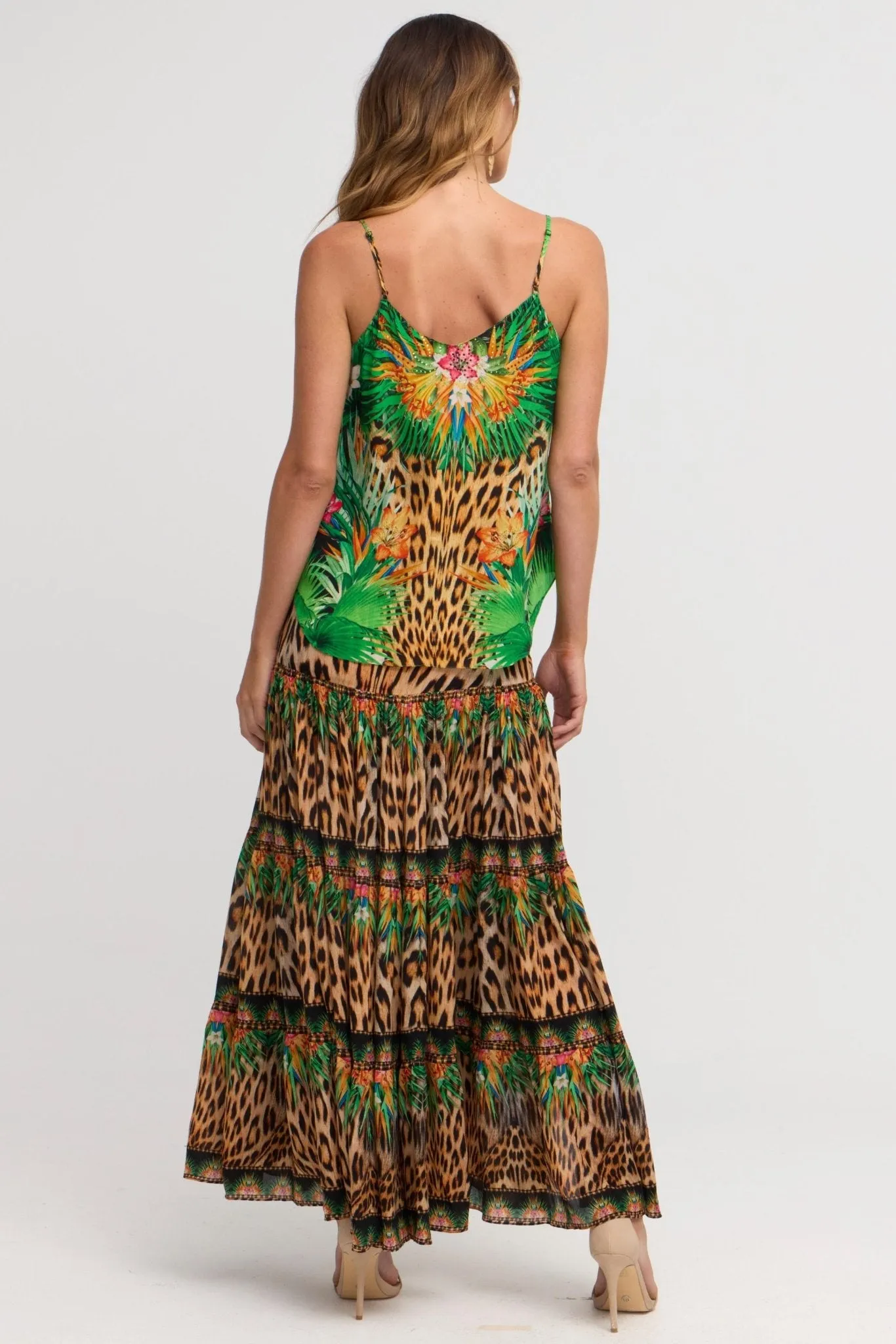 Tropical Temptation Maxi Skirt w Side Slit