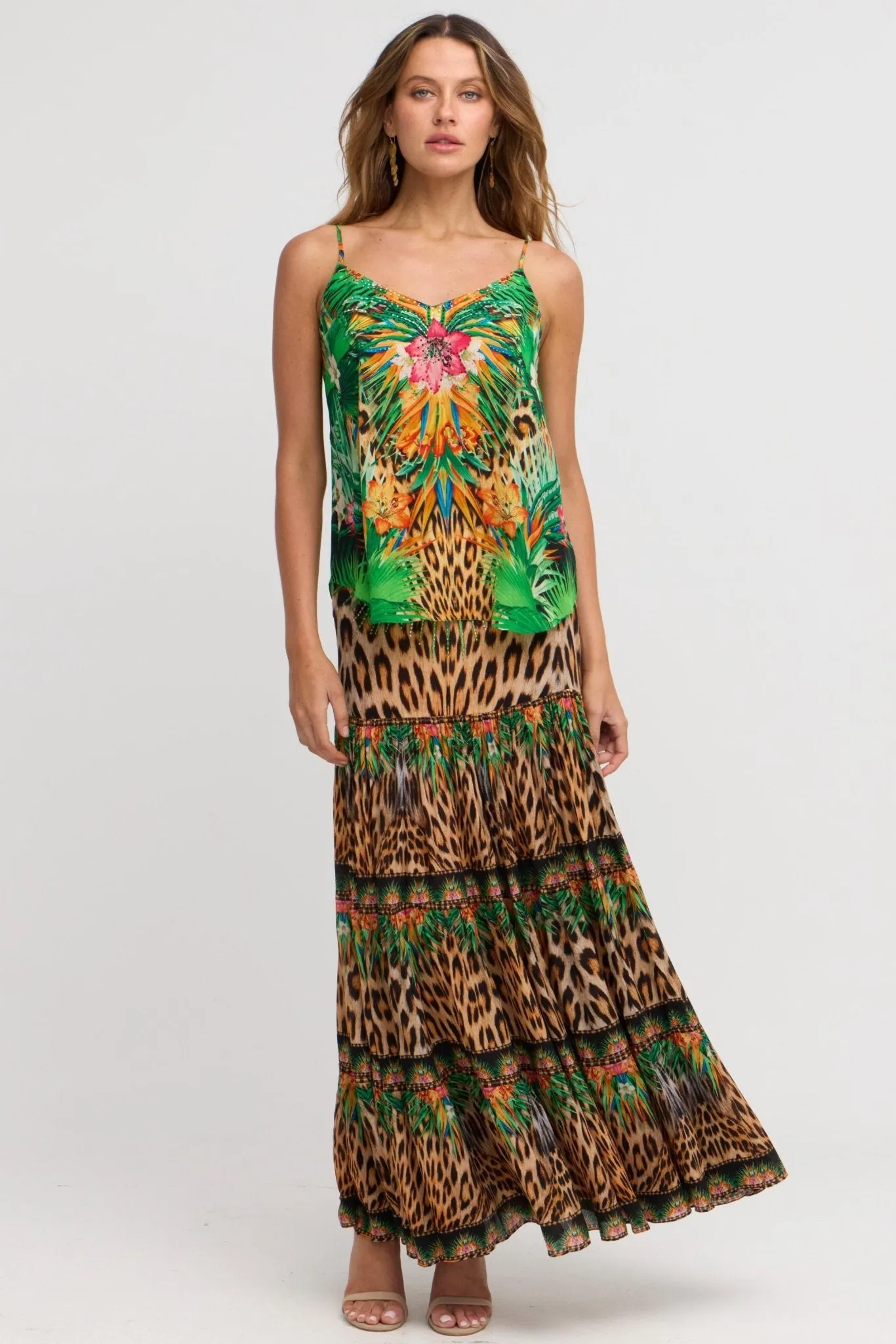Tropical Temptation Maxi Skirt w Side Slit
